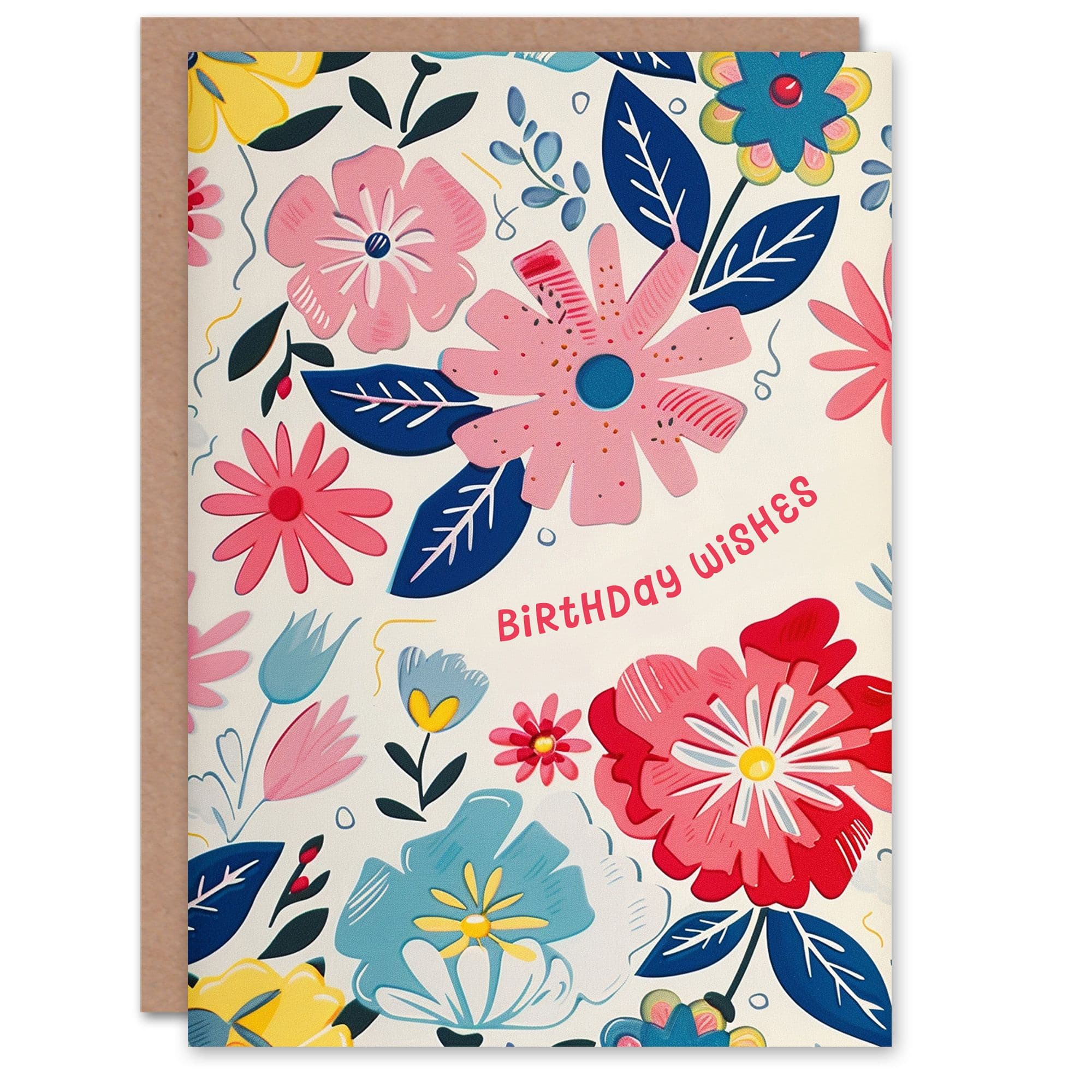 Birthday Card Floral Pink Flower Pattern Her Gran Sister Niece Daughter Wife Greeting Card