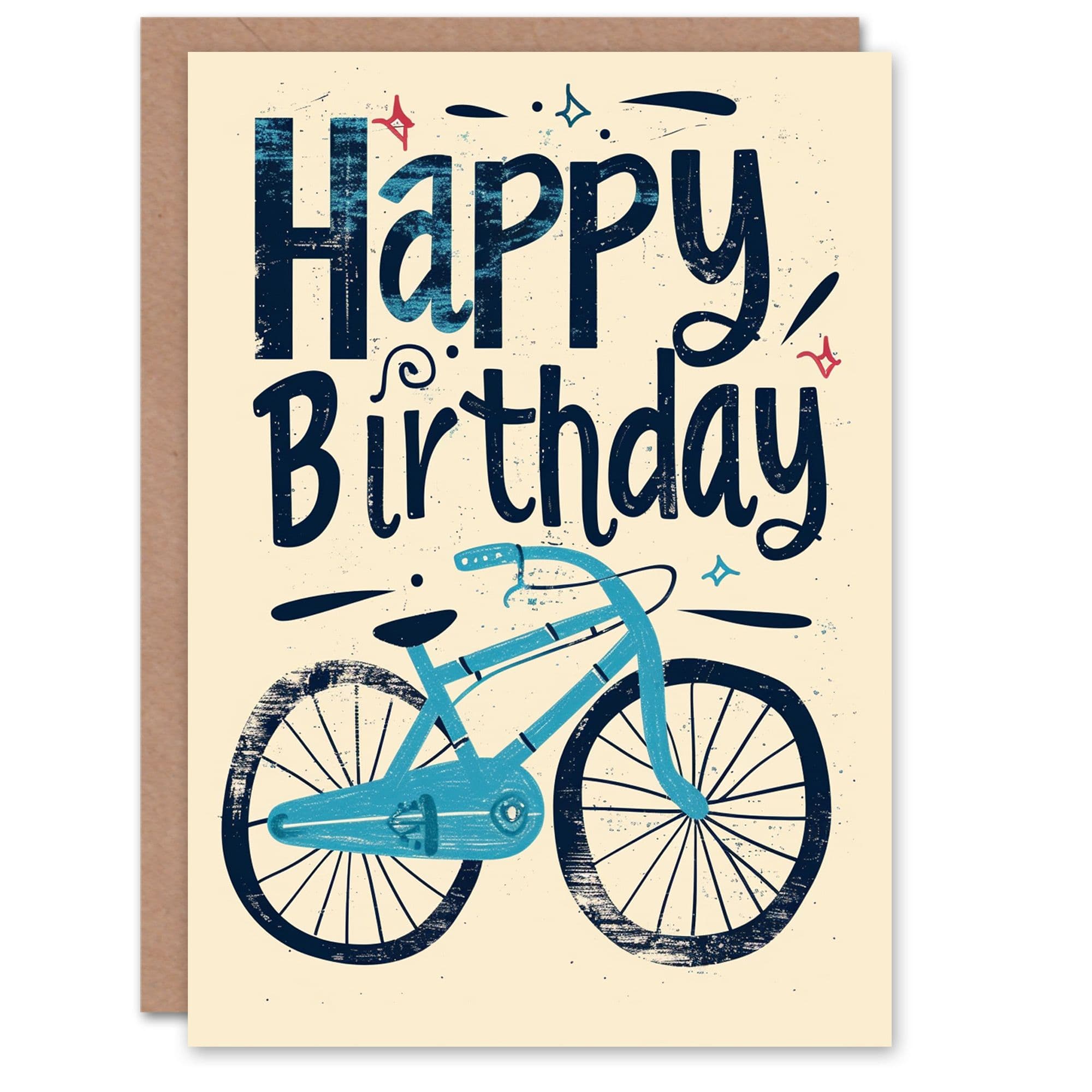 Birthday Card Cycling Bike Grunge Bicycle For Her Gran Sister Niece Daughter Wife Greeting Card