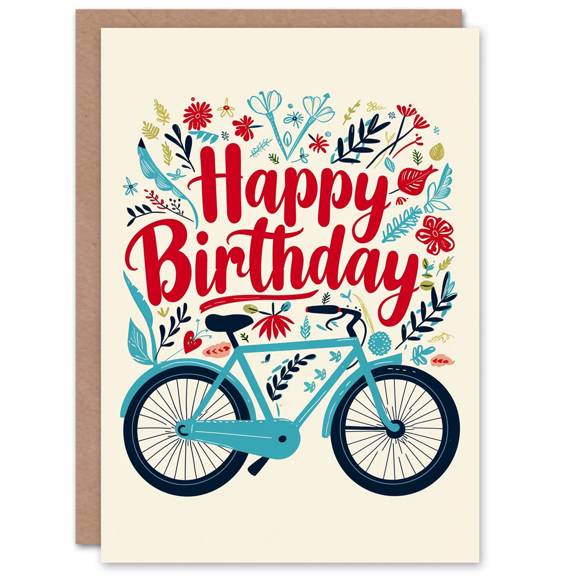 Birthday Card Bicycle Bike Flowers Floral Cycling For Her Gran Sister Niece Daughter Wife Greeting Card