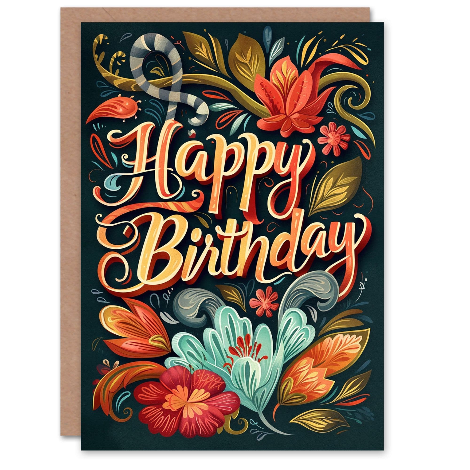 Birthday Card Floral Exotic Flower Blooms For Her Gran Sister Niece Daughter Wife Greeting Card
