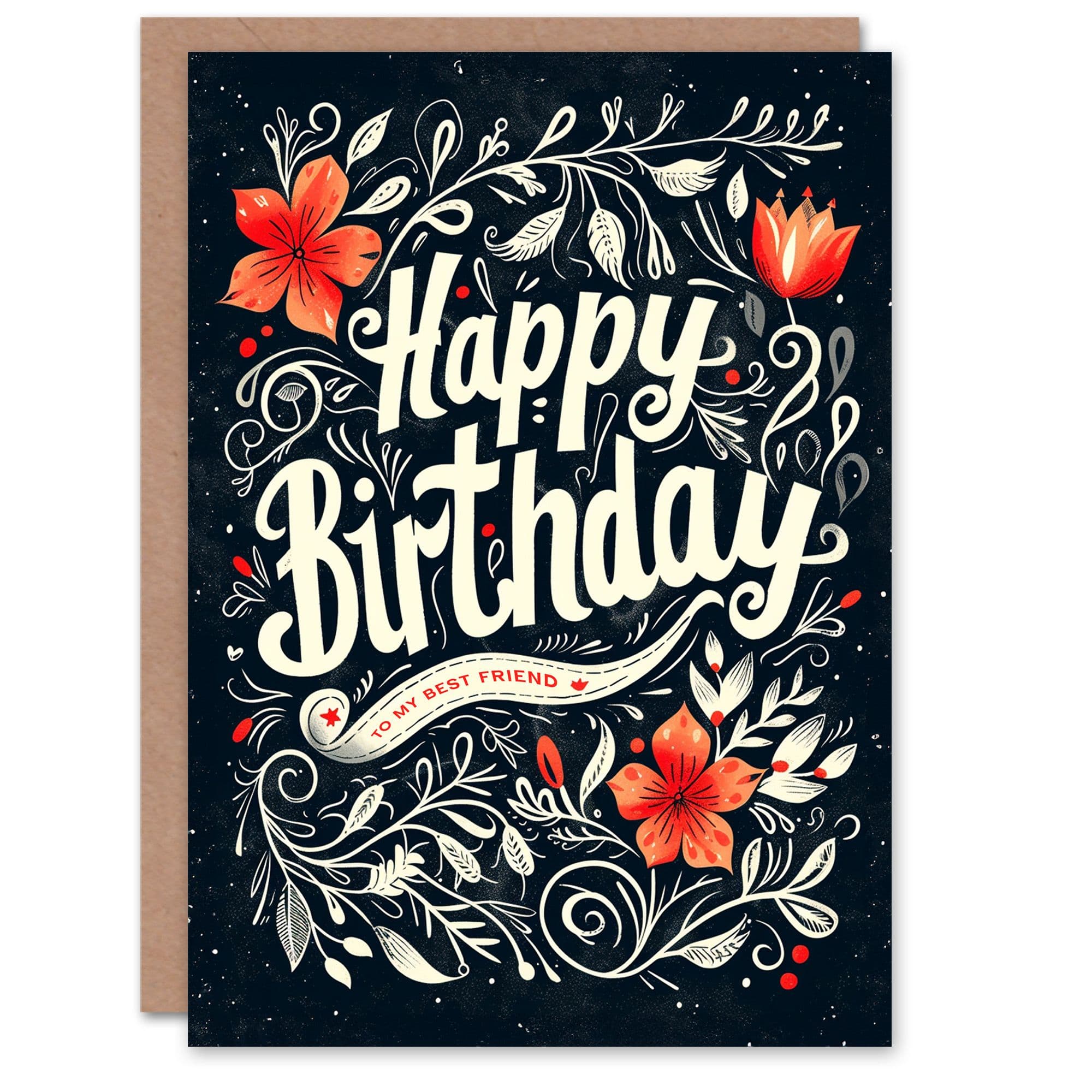 Birthday Card Best Friend Botanical Floral Design Her Gran Sister Niece Daughter Wife Greeting Card