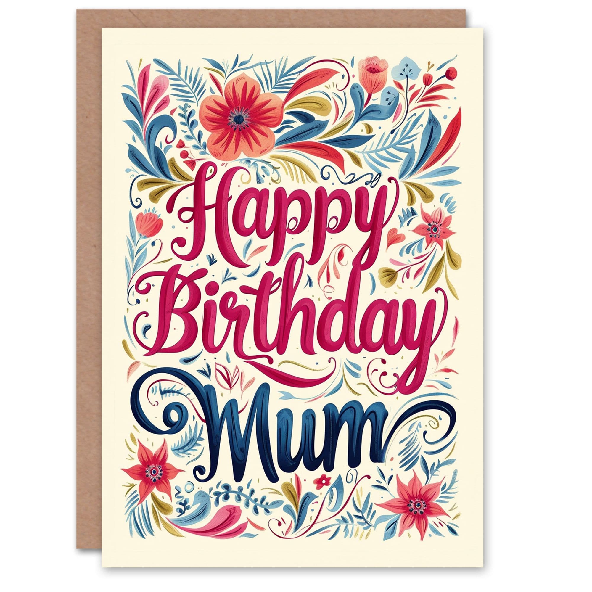 Birthday Card Spring Flower Frame Design Mum Mam Mother Mummy Greeting Card