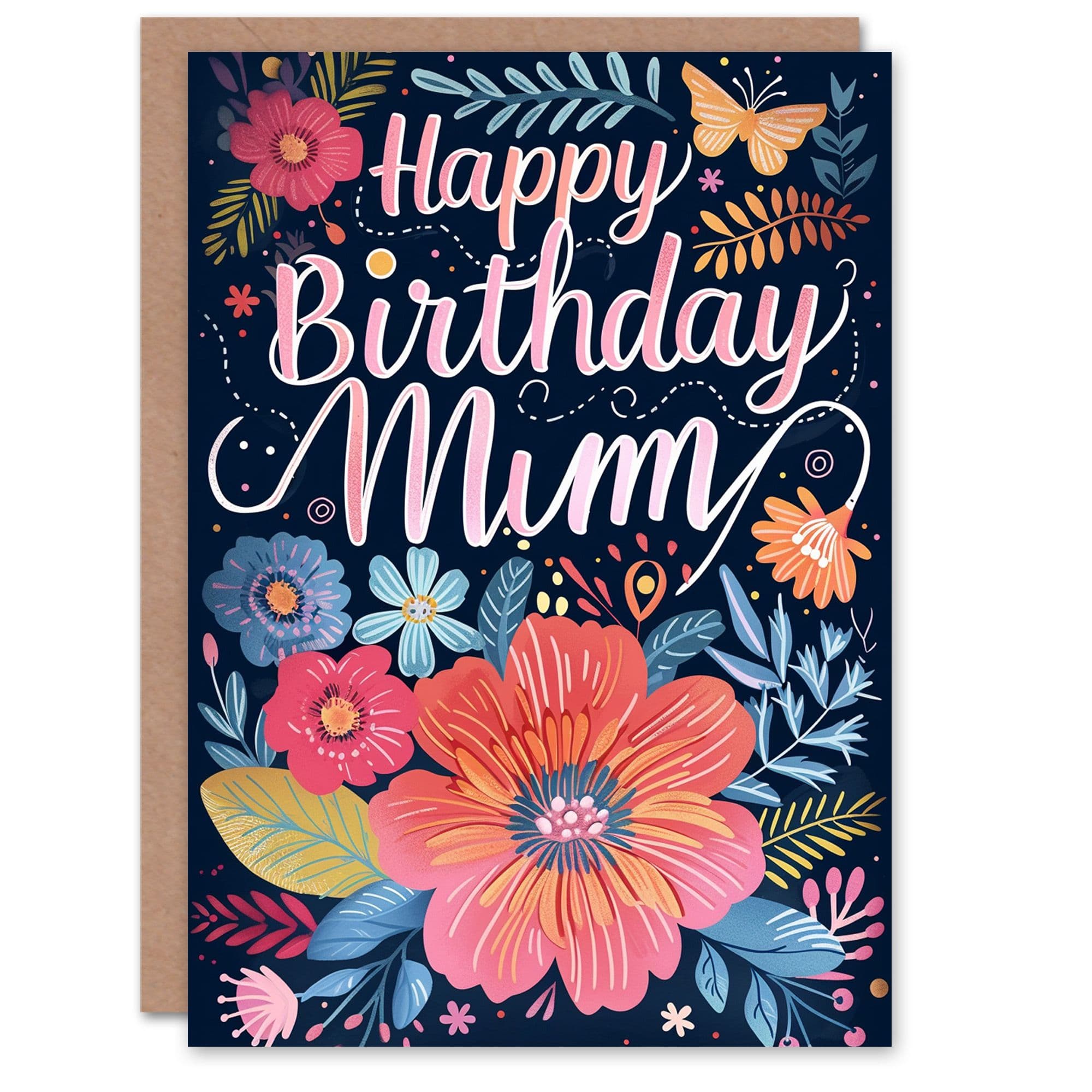 Birthday Card Colourful Exotic Flowers Floral Design Mum Mam Mother Mummy Greeting Card