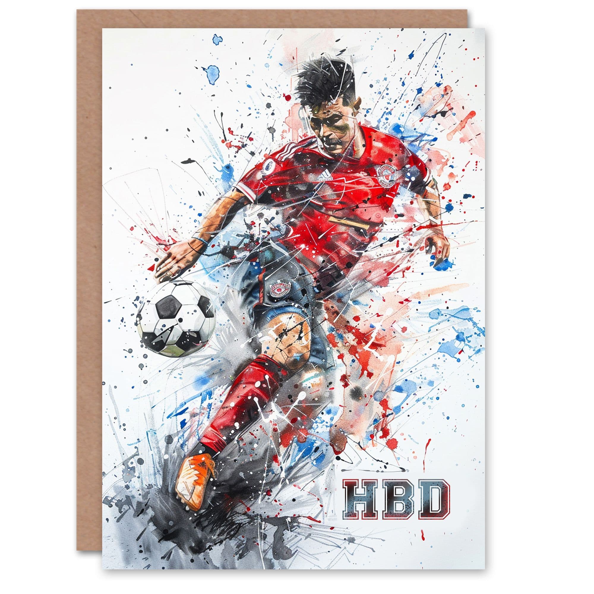 Artery8 Birthday Card Football Player HBD For Him Male Dad Brother Son Papa Grandad Greeting Card