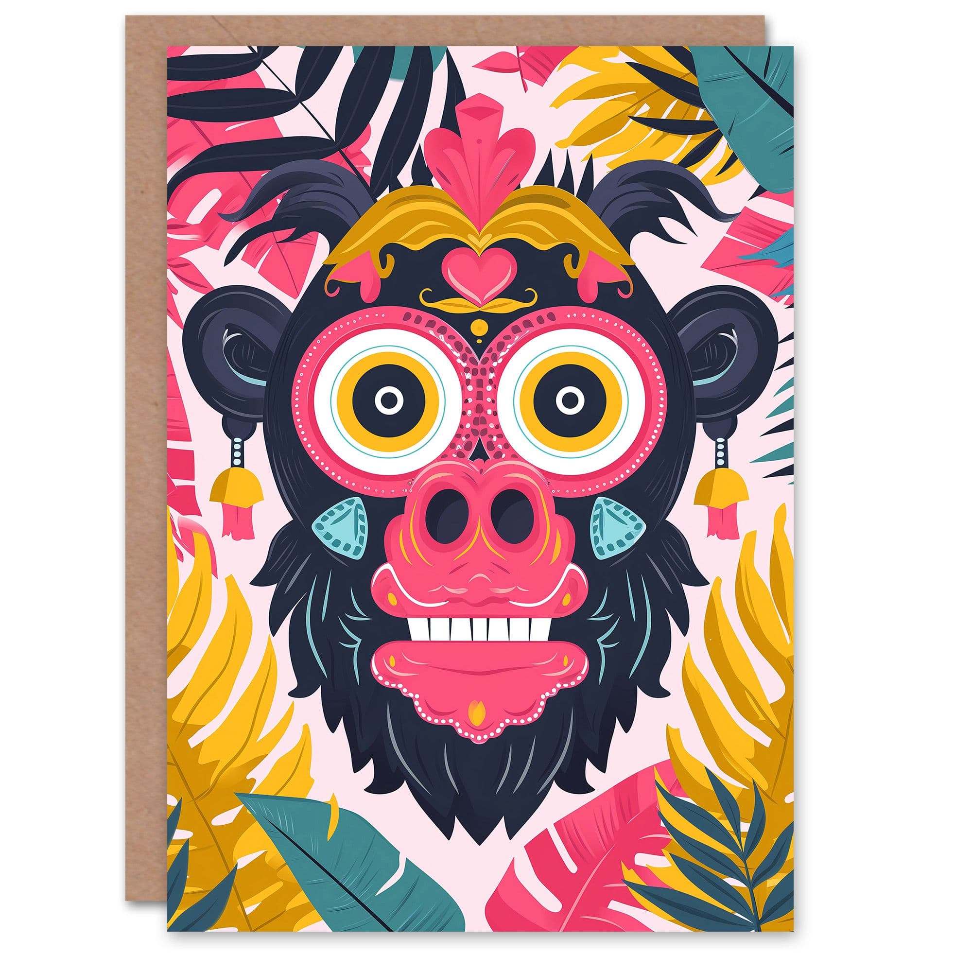 Birthday Card Weird Fun Jungle Monkey Ape Face Him Dad Brother Son Papa Grandad Greeting Card