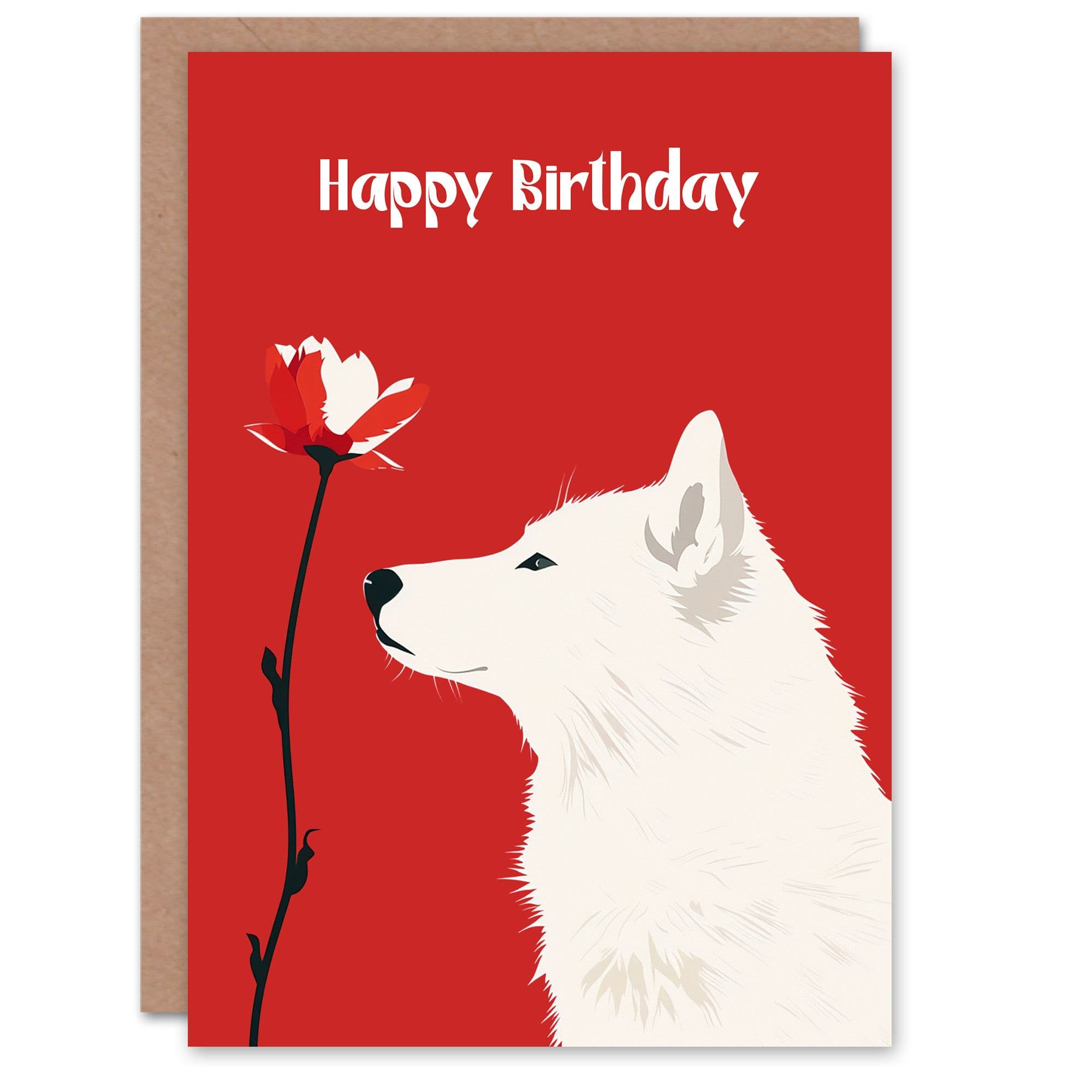 Birthday Card Shepherd Dog Lover Red Flower Him Husband Partner Greeting Card