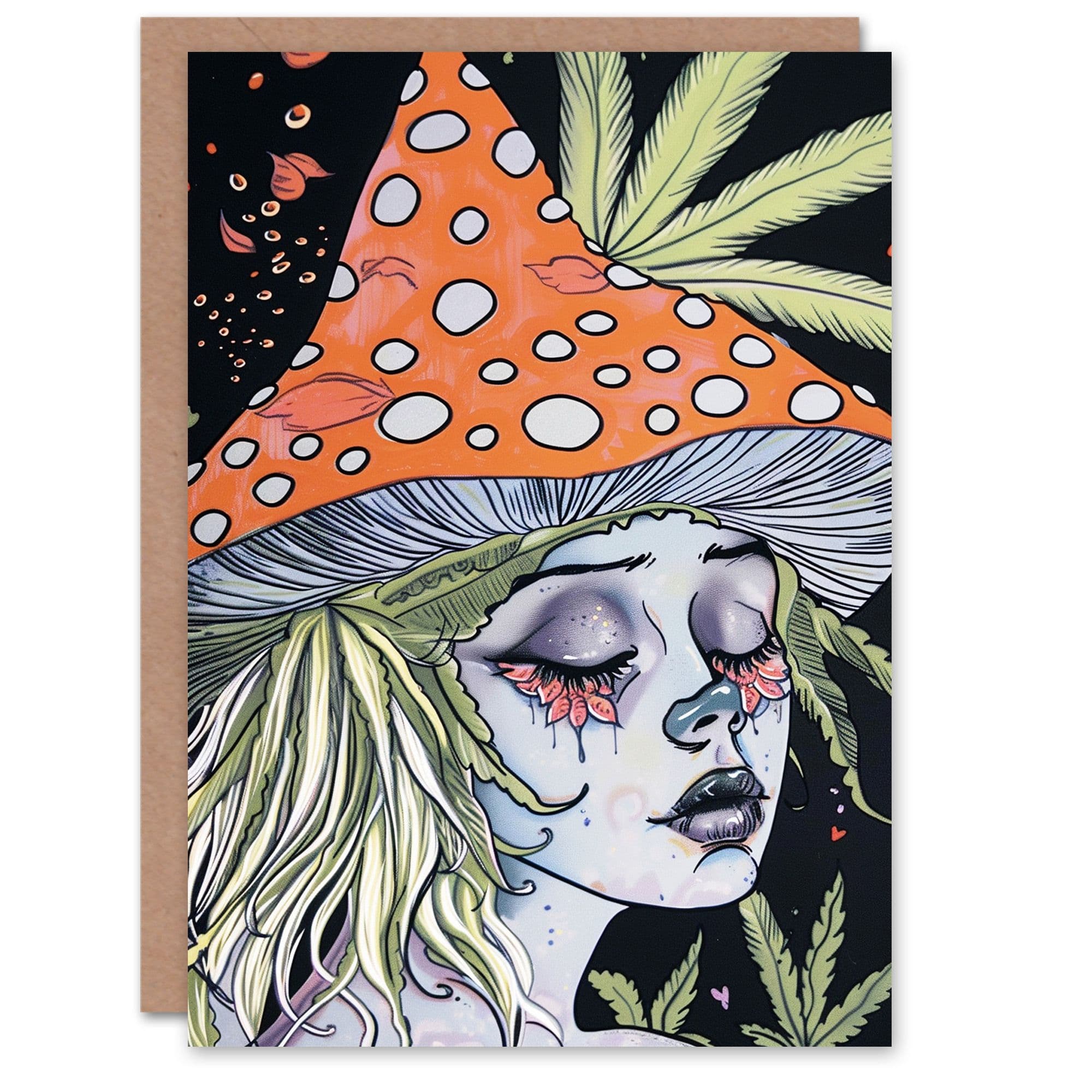 Birthday Card Mushroom Cap Hat Forest Pixie Fairy Her Wife Woman Partner Girlfriend Greeting Card