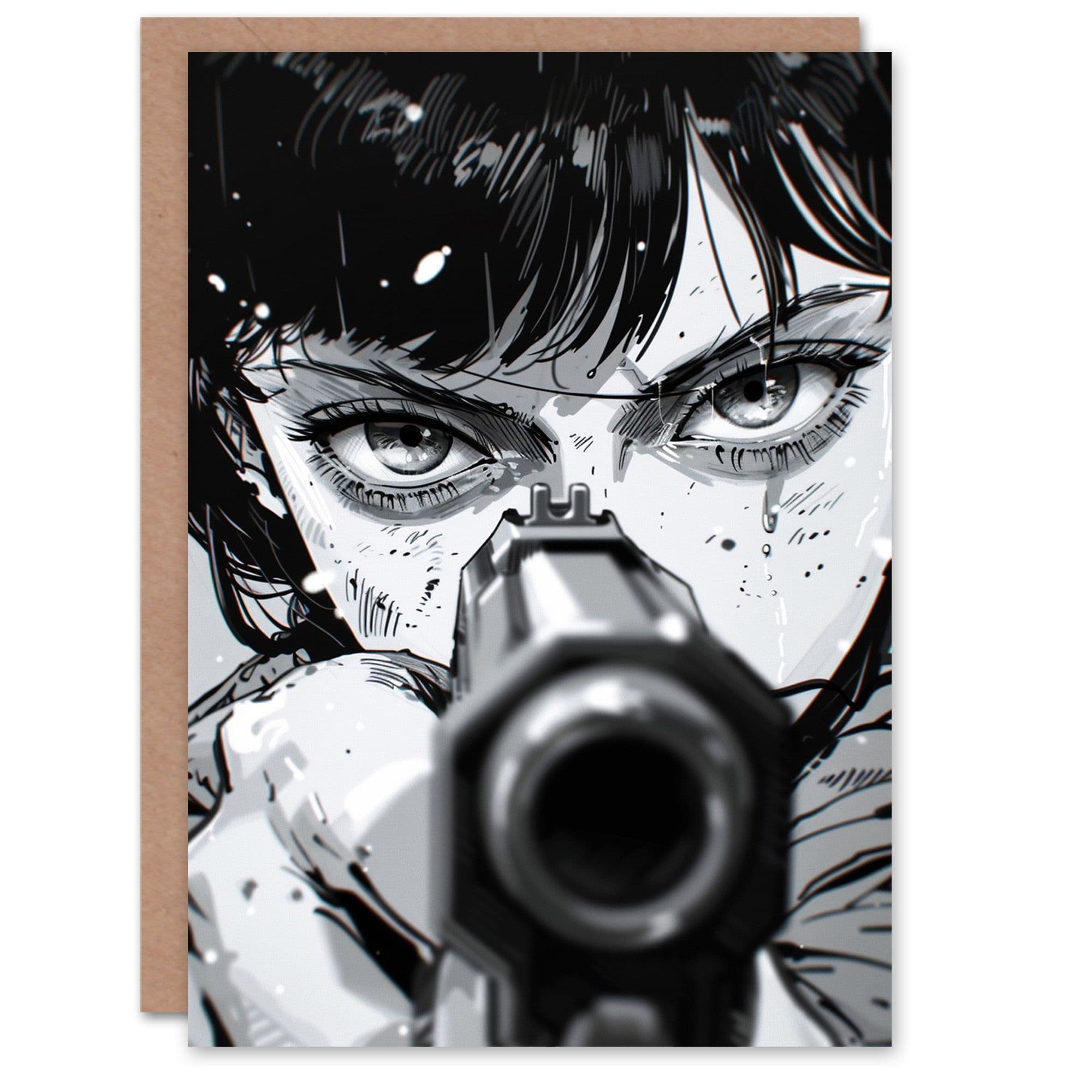 Artery8 Birthday Card Japanese Anime Aim Barrel Comic Book Style For Him Dad Brother Son Papa Grandad Greeting Card