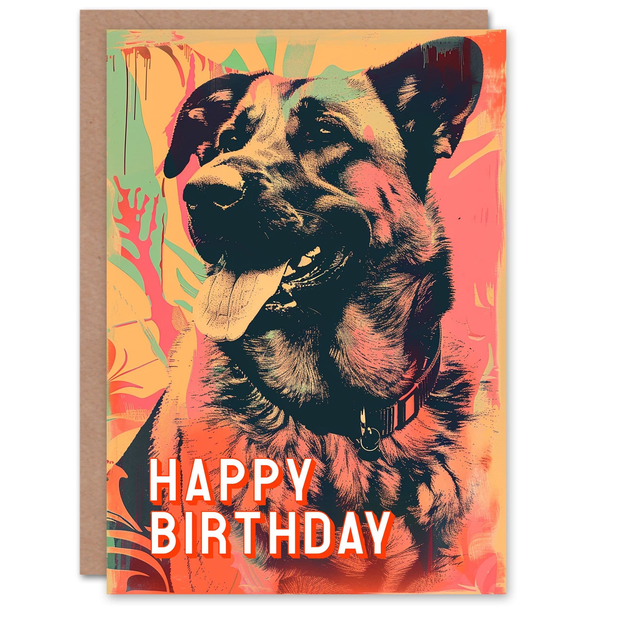 Artery8 Birthday Card German Shepherd Dog Lover Pet Portrait For Him Dad Brother Son Papa Grandad Greeting Card