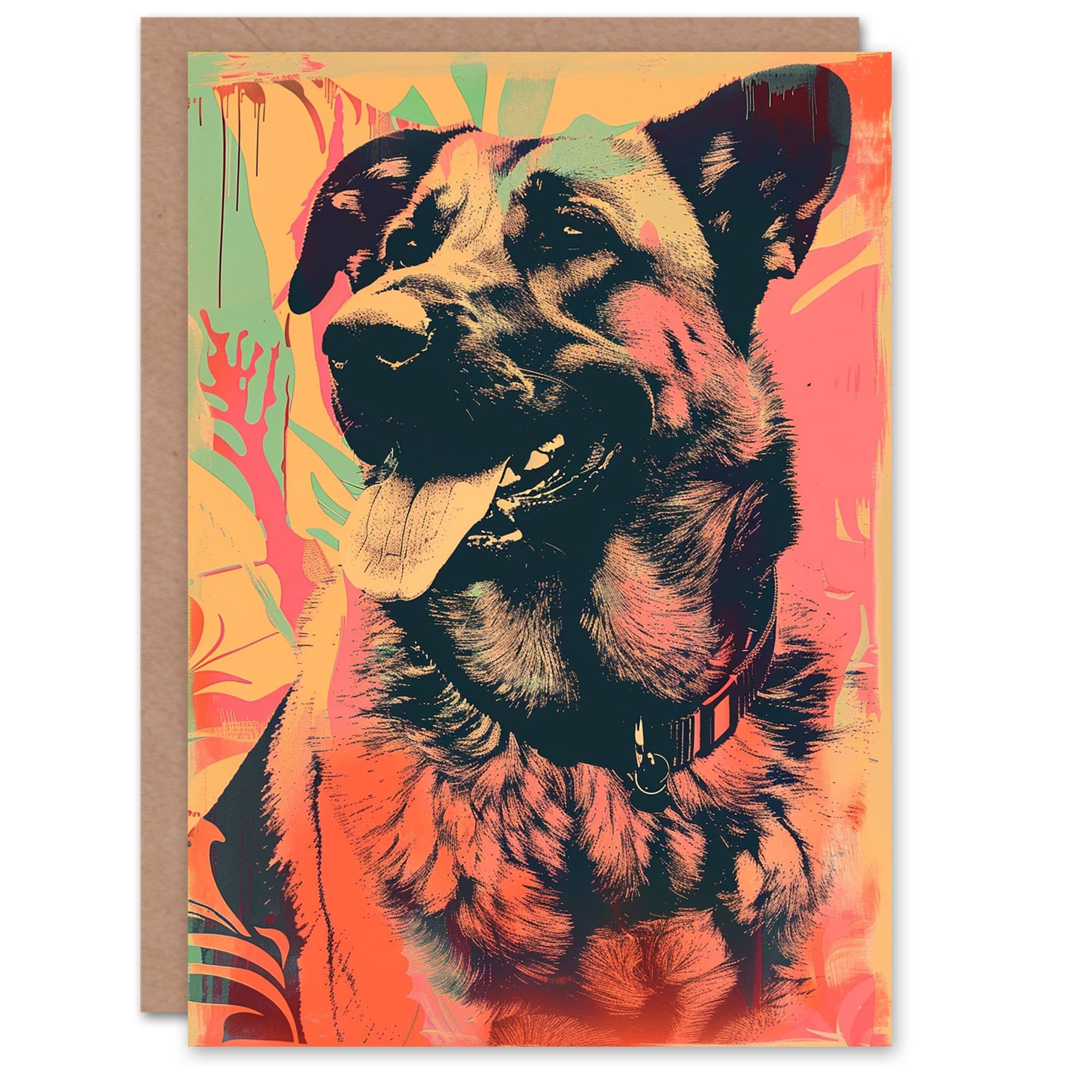 Artery8 Birthday Card German Shepherd Pet Portrait Dog Lover For Him Dad Brother Son Papa Grandad Greeting Card
