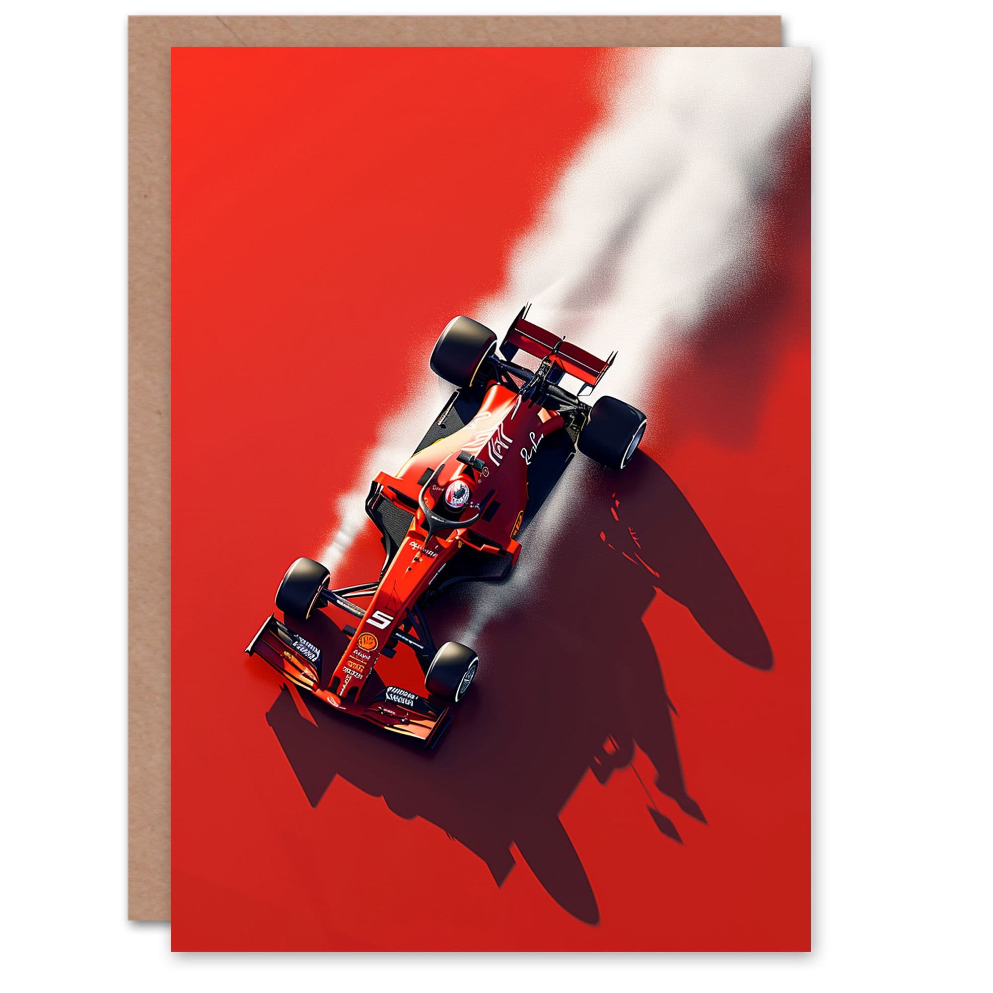 Birthday Card Race Car Dust Trail Aerial View Him Dad Brother Son Papa Grandad Greeting Card