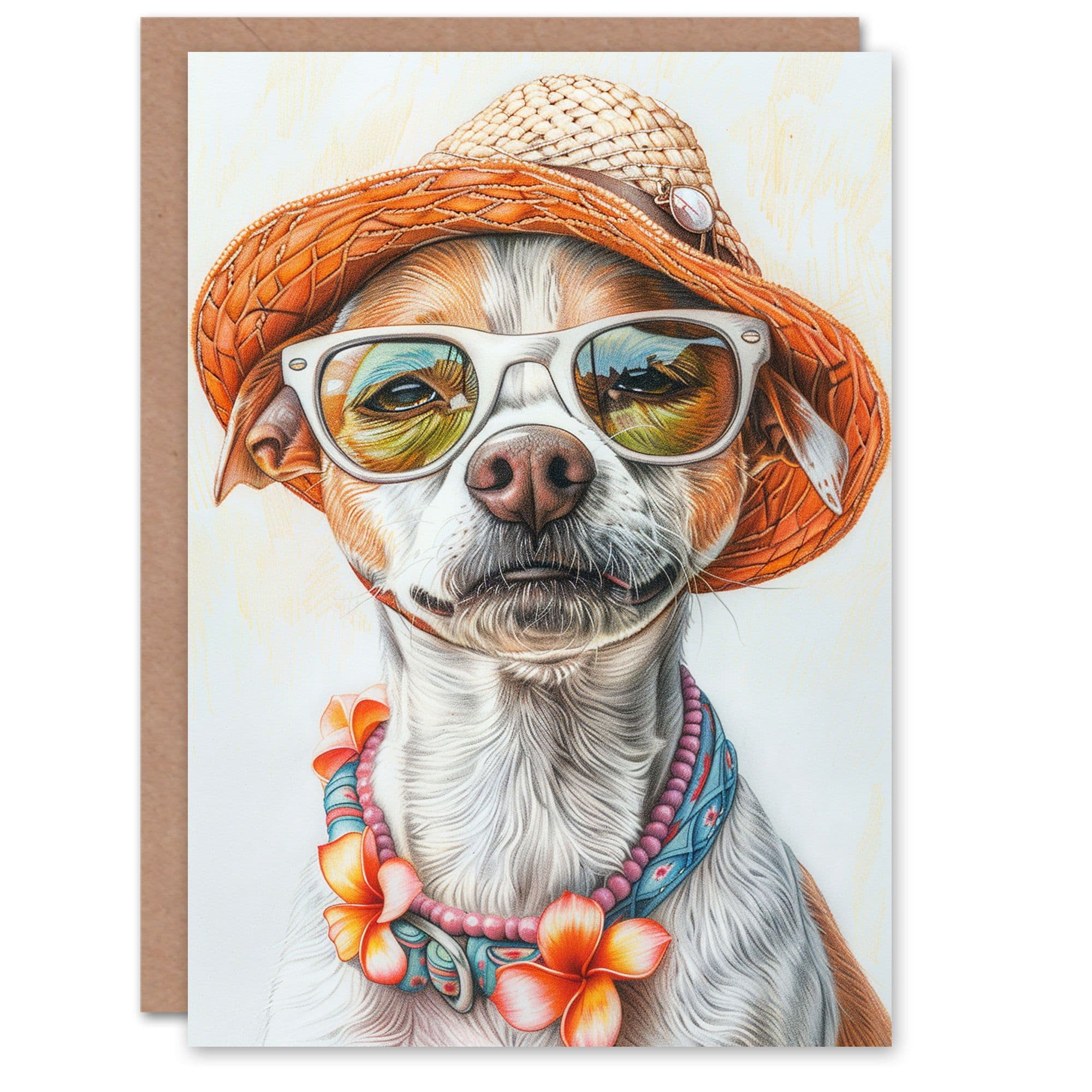Birthday Card Chihuahua Fun Tropical Vacation Dog Lover Him Dad Brother Son Papa Grandad Greeting Card