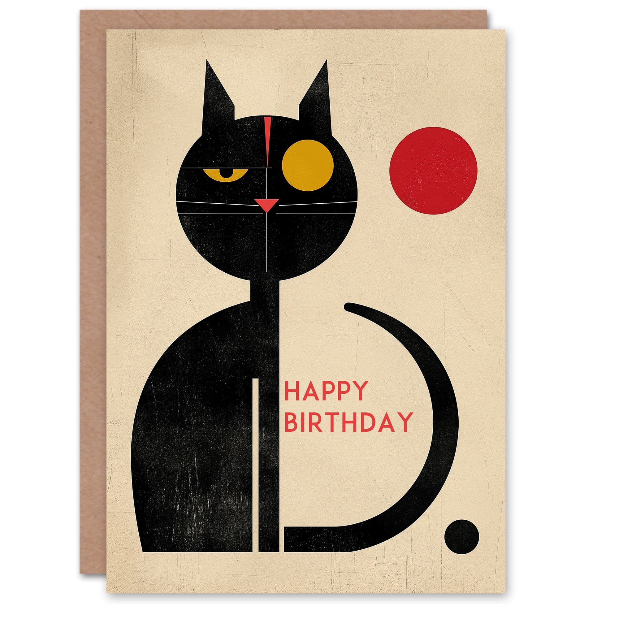 Birthday Card Abstract Midcentury Modern Cat Lover Him Dad Brother Son Papa Grandad Greeting Card