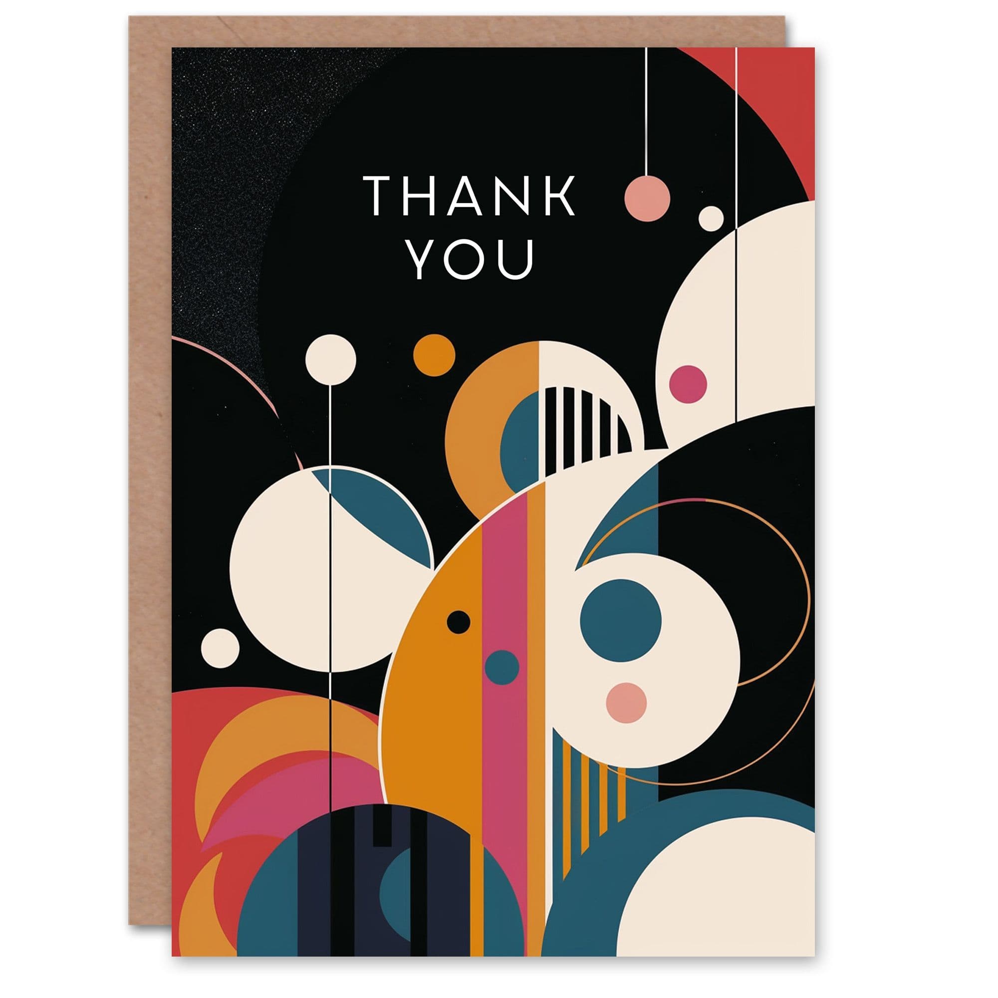 Thank You Card Abstract Circles Stripes Geometric Design Him Dad Brother Son Papa Grandad Greeting Card