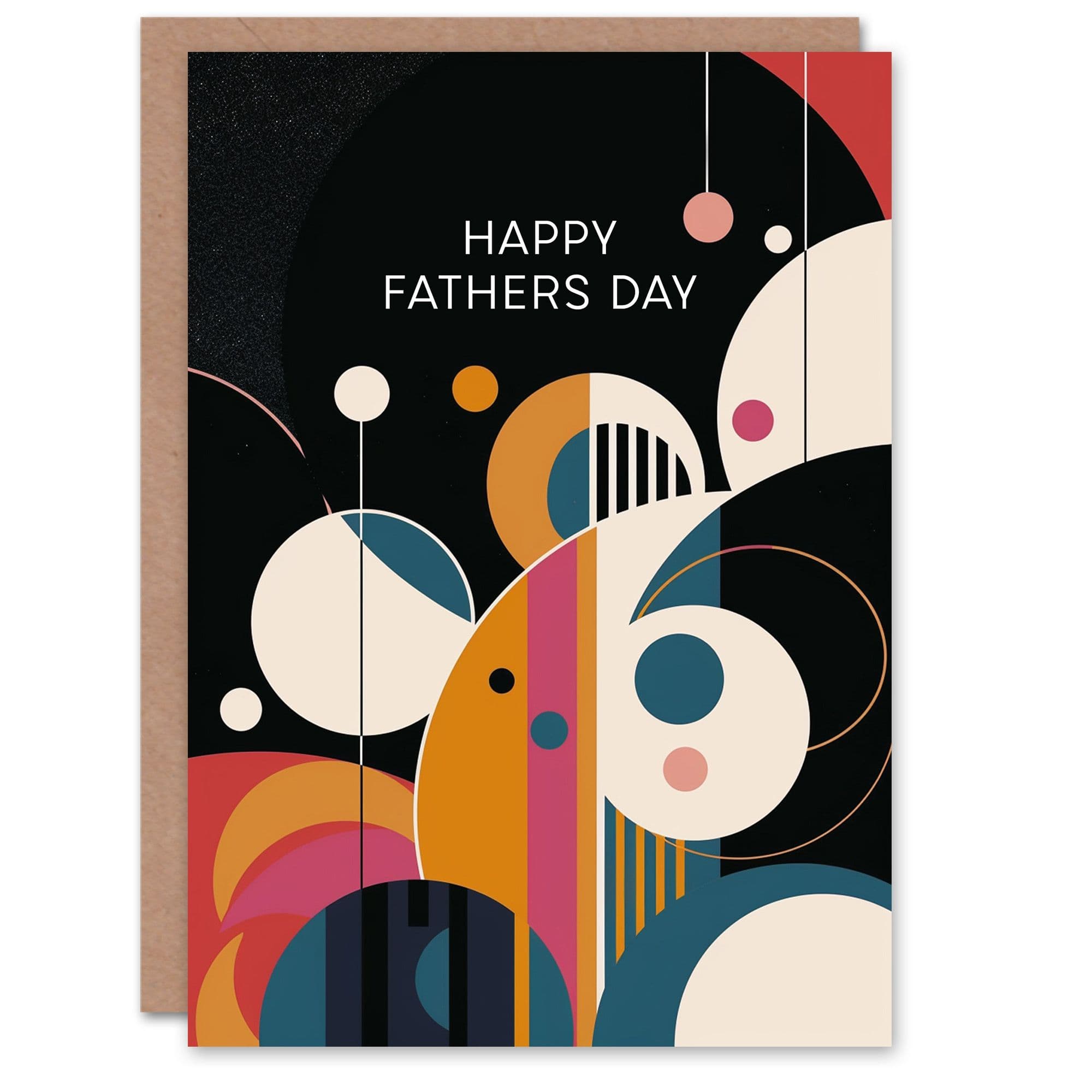 Fathers Day Card Abstract Circles Stripes Geometric Design Him Dad Brother Son Papa Grandad Greeting Card