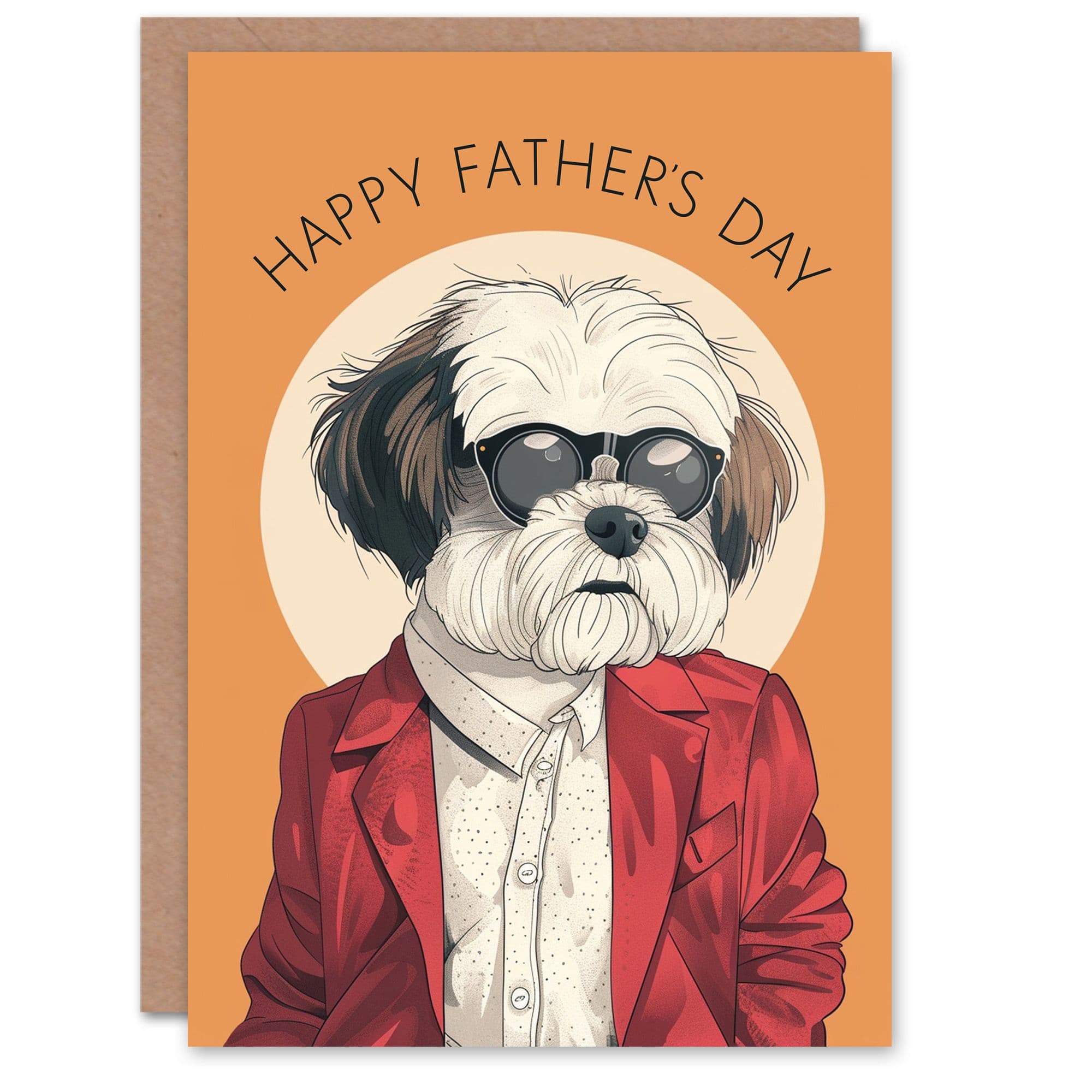 Fathers Day Card Shih Tzu Lhasa Apso Dog Lover Cool Guy Pet Design Dad Father Greeting Card
