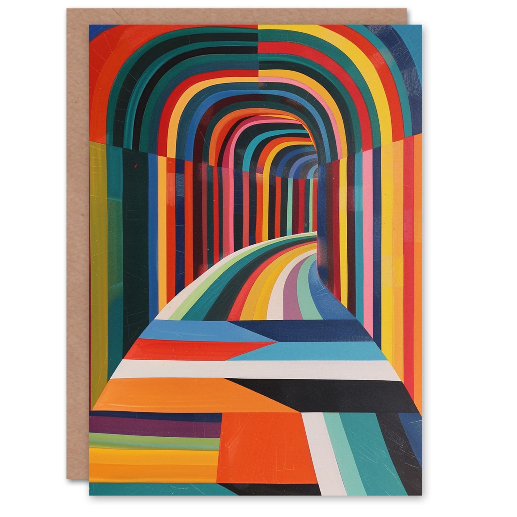 Artery8 Birthday Card Trippy Colourful Geometric Pattern Tunnel For Him Dad Brother Son Papa Grandad Greeting Card