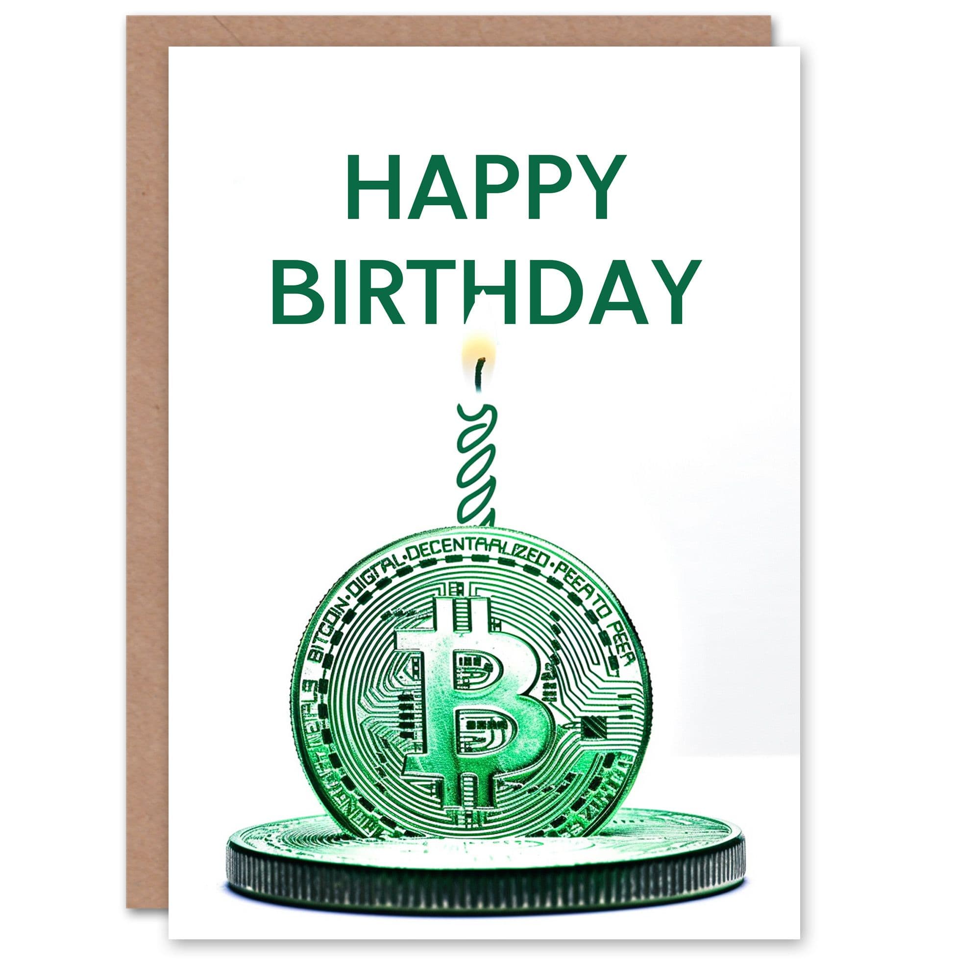 Birthday Card Candle Crypto Currency Him Dad Brother Son Papa Grandad Greeting Card