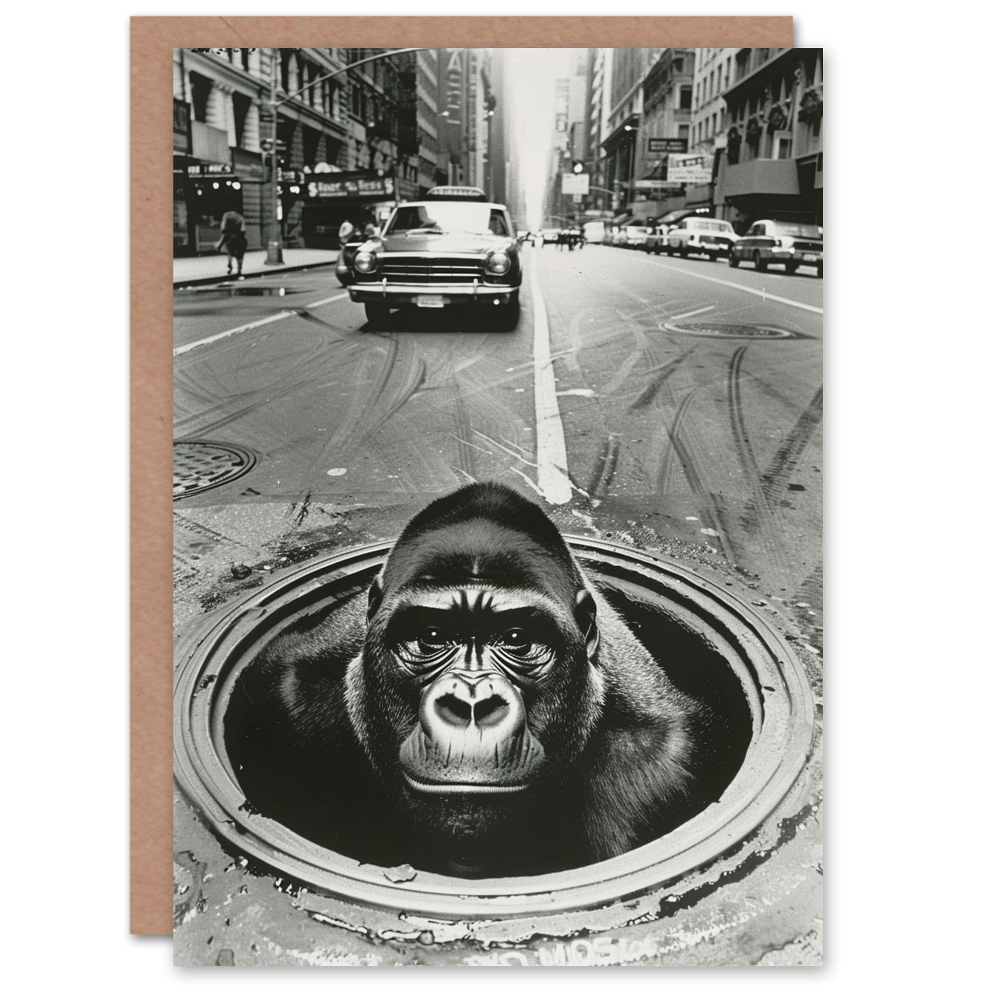 Birthday Card Gorilla City Retro Photo Fun Animal Lover Him Dad Brother Son Papa Grandad Greeting Card