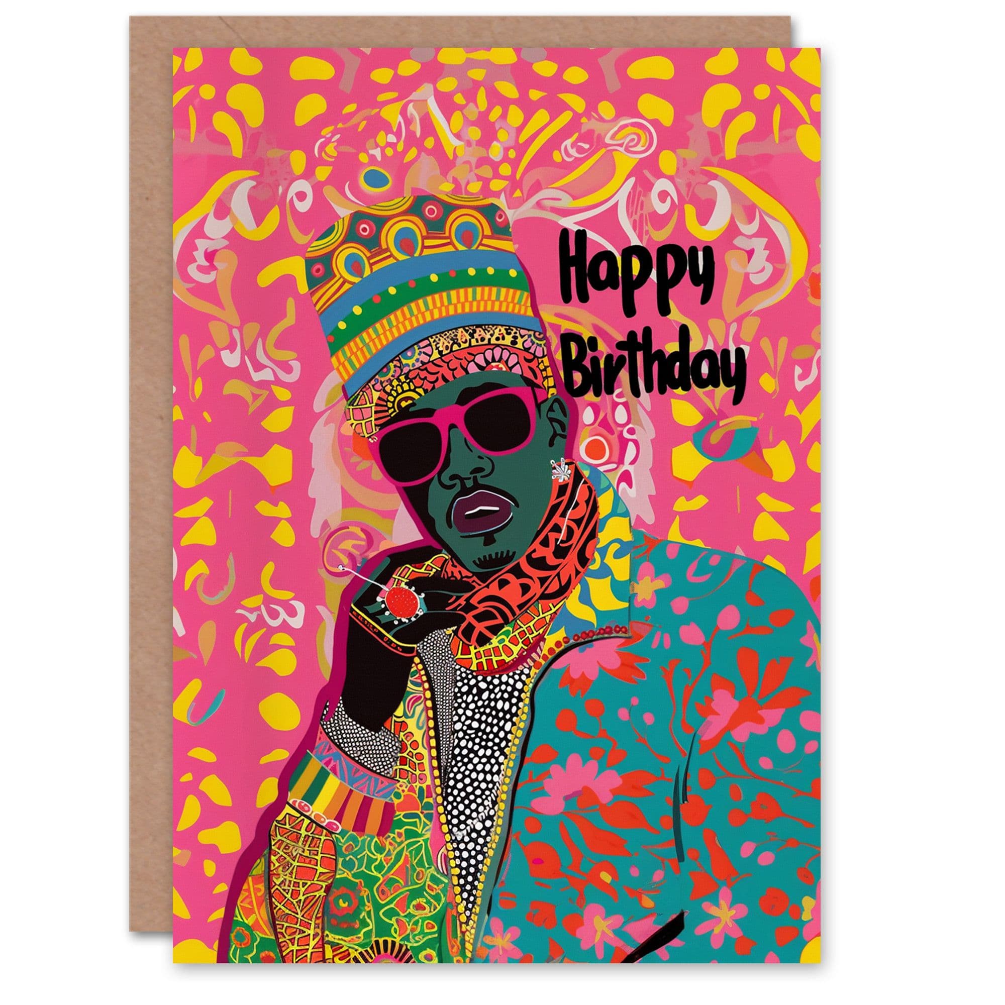 Artery8 Birthday Card Bright Colourful Moroccan King Stylish Bold For Him Dad Brother Son Papa Grandad Greeting Card