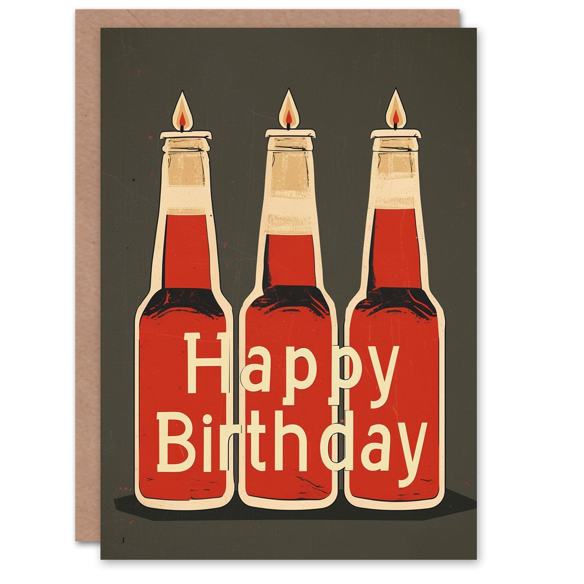 Birthday Card Beer Bottle Candles Drawing Him Dad Brother Son Papa Grandad Greeting Card