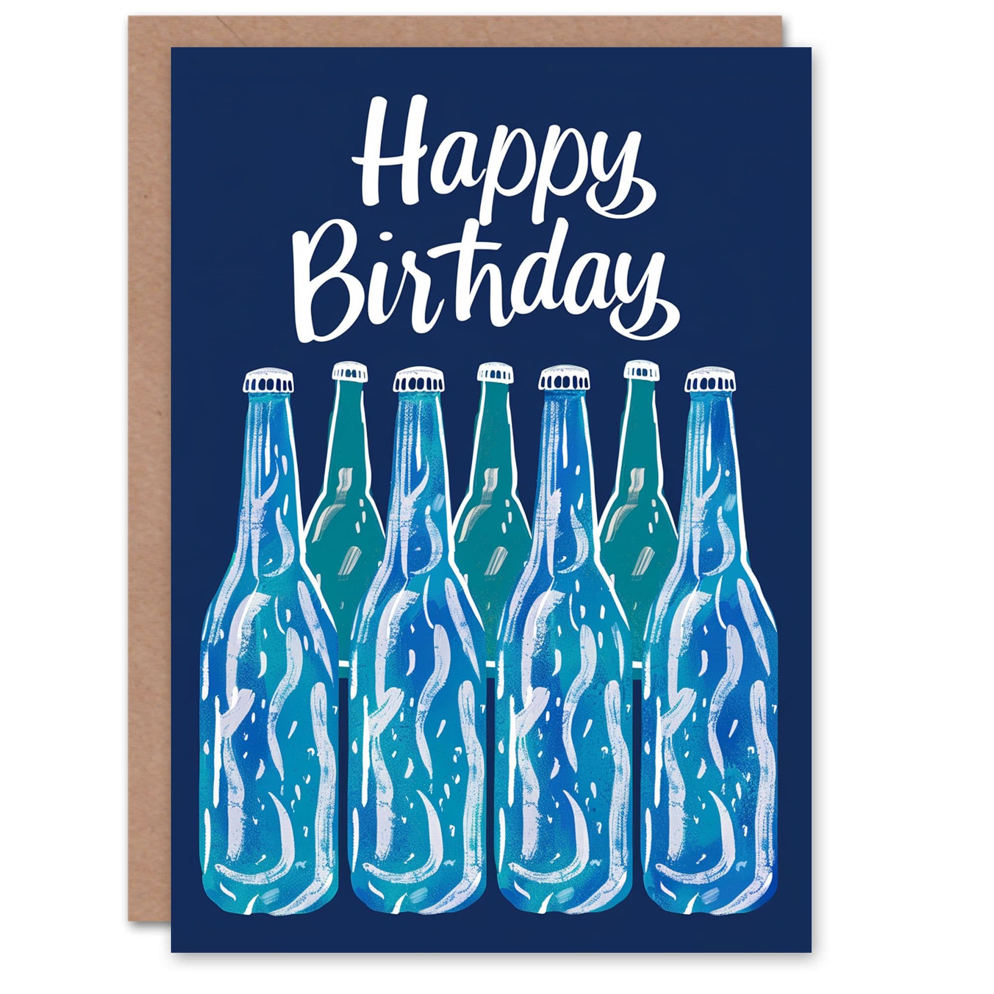 Birthday Card Simple Beer Bottles Painting Him Dad Brother Son Papa Grandad Greeting Card
