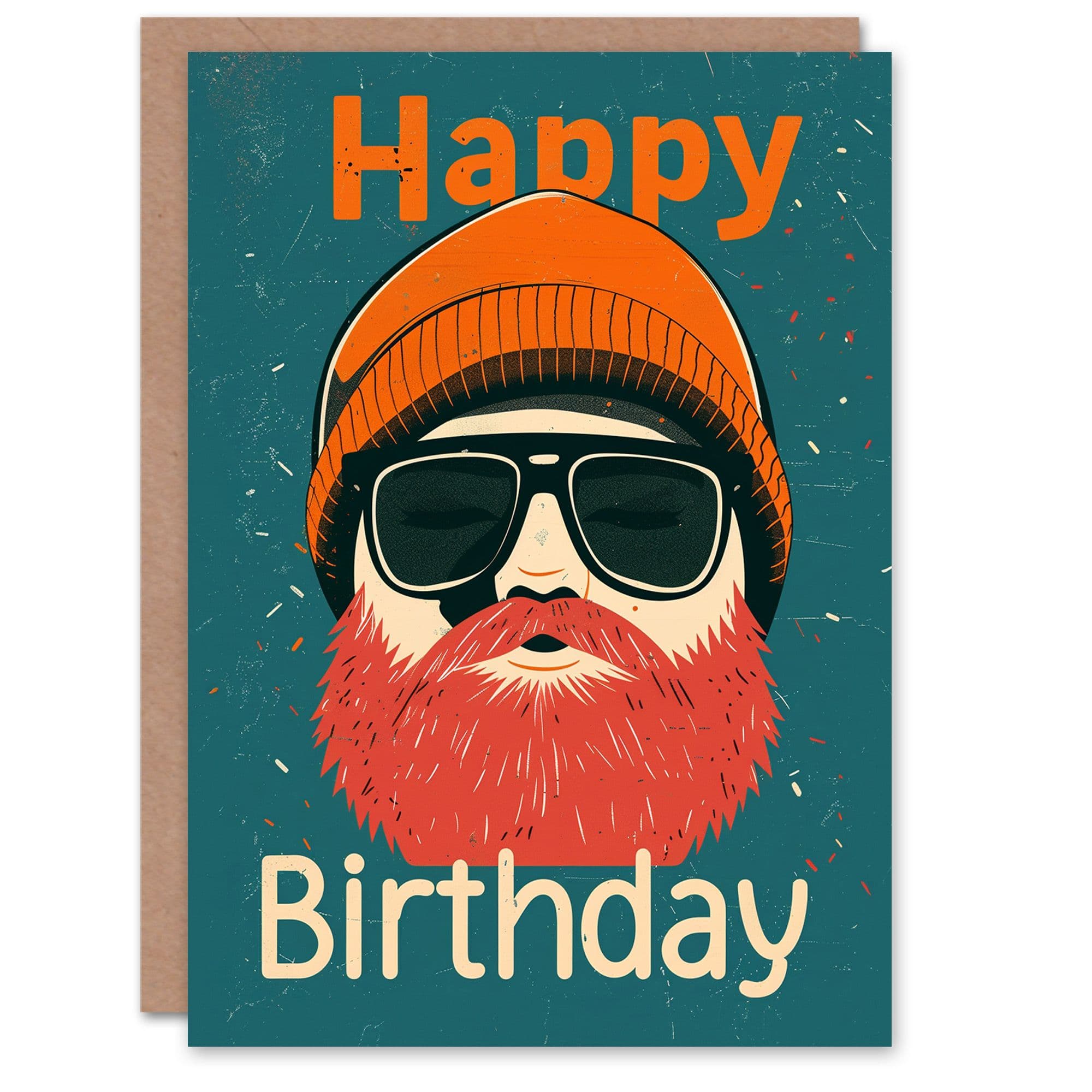 Artery8 Birthday Card Hipster Man with Beard and Shades Beanie For Him Dad Brother Son Papa Grandad Greeting Card