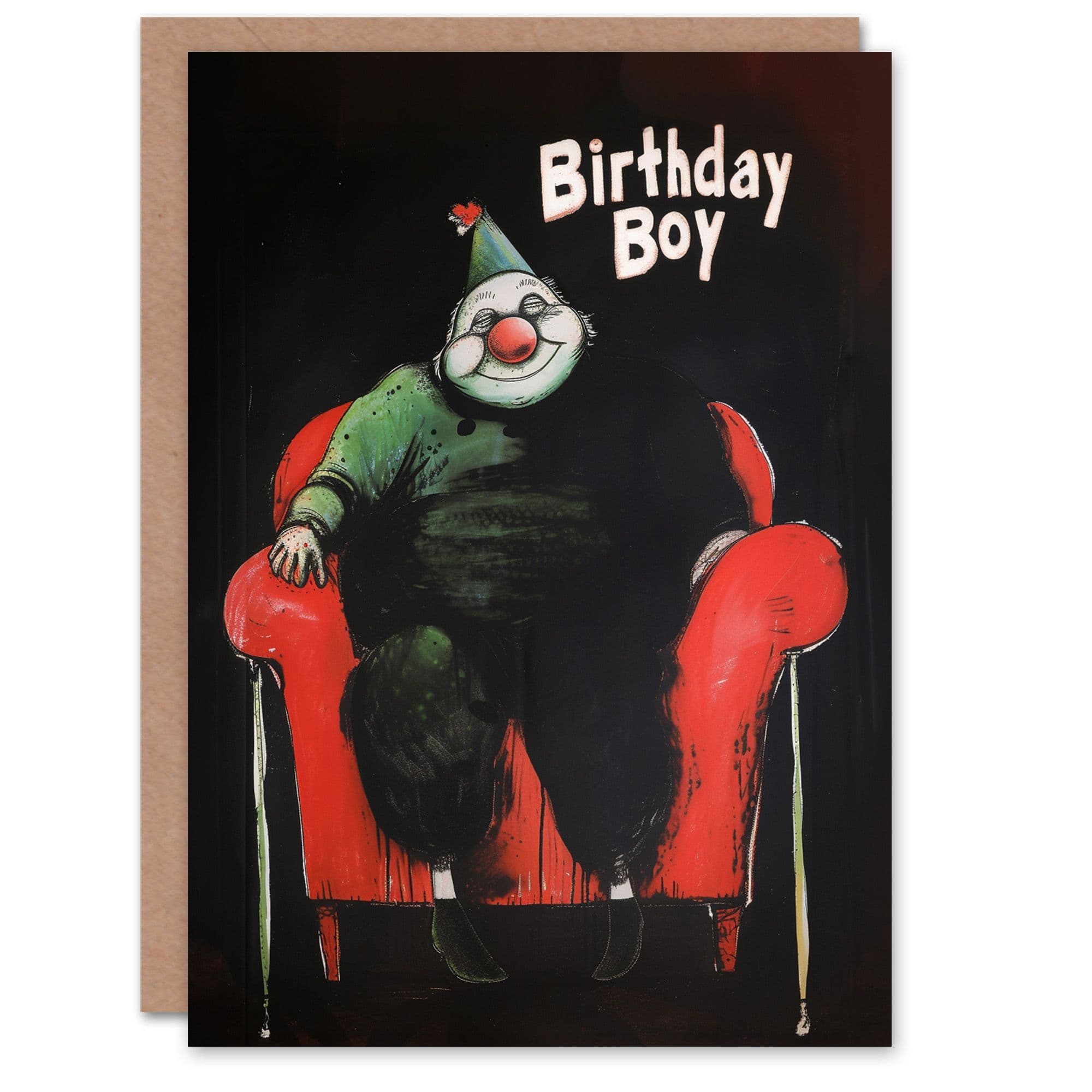 Artery8 Birthday Card Weird Clown Creepy Smile Scary Dark For Him Dad Brother Son Papa Grandad Greeting Card