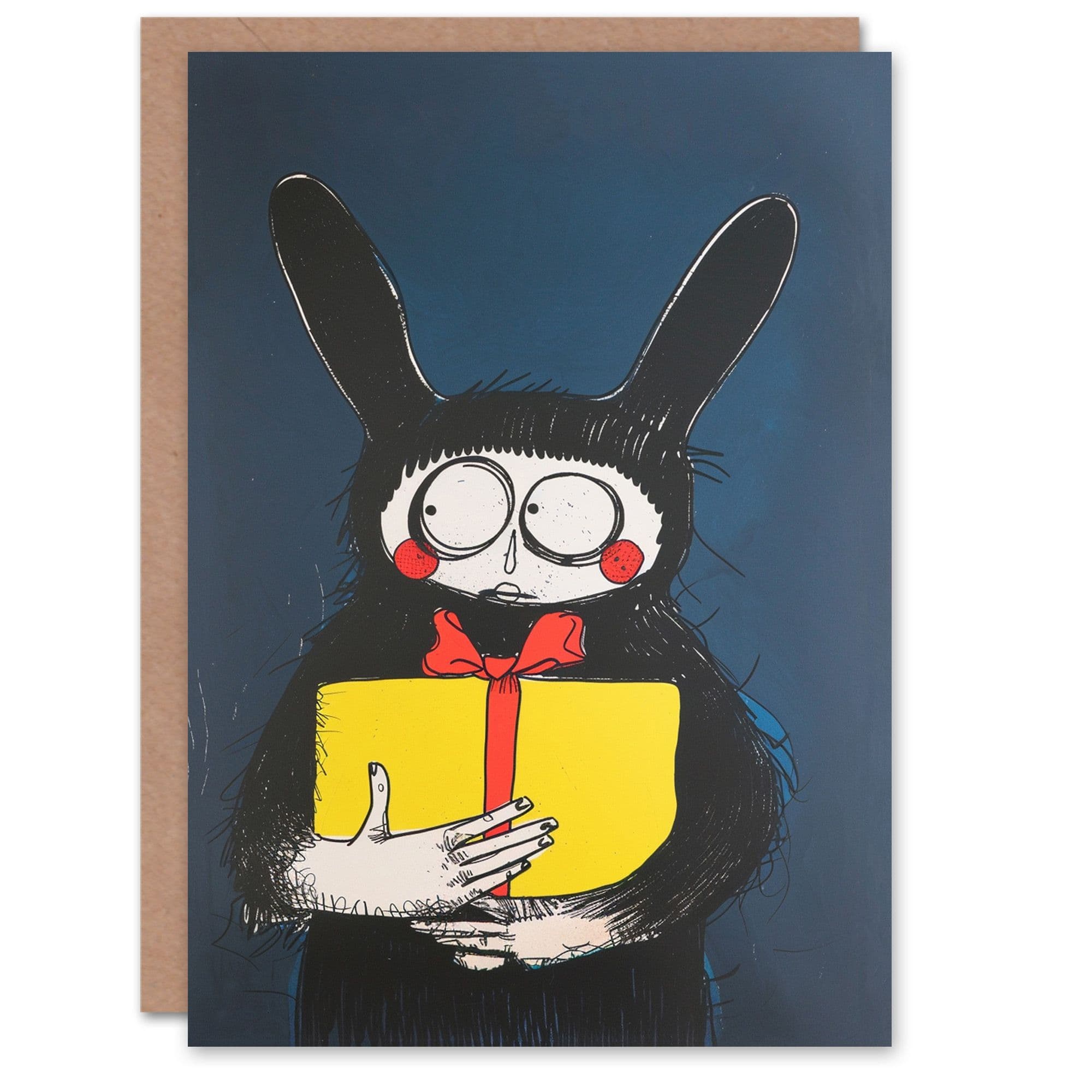 Artery8 Birthday Card Spooky Creepy Rabbit Costume Drawing Arty Art All Occasion Greeting Card