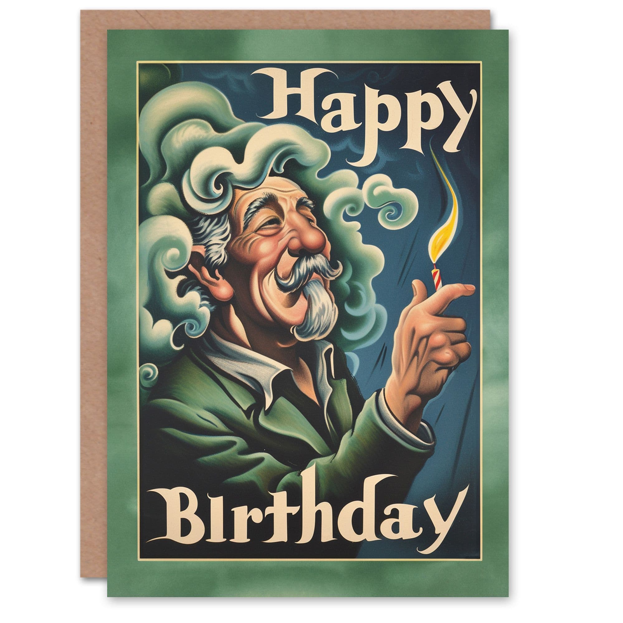 Birthday Card Retro Old Man Charming Mystic Him Dad Brother Son Papa Grandad Greeting Card