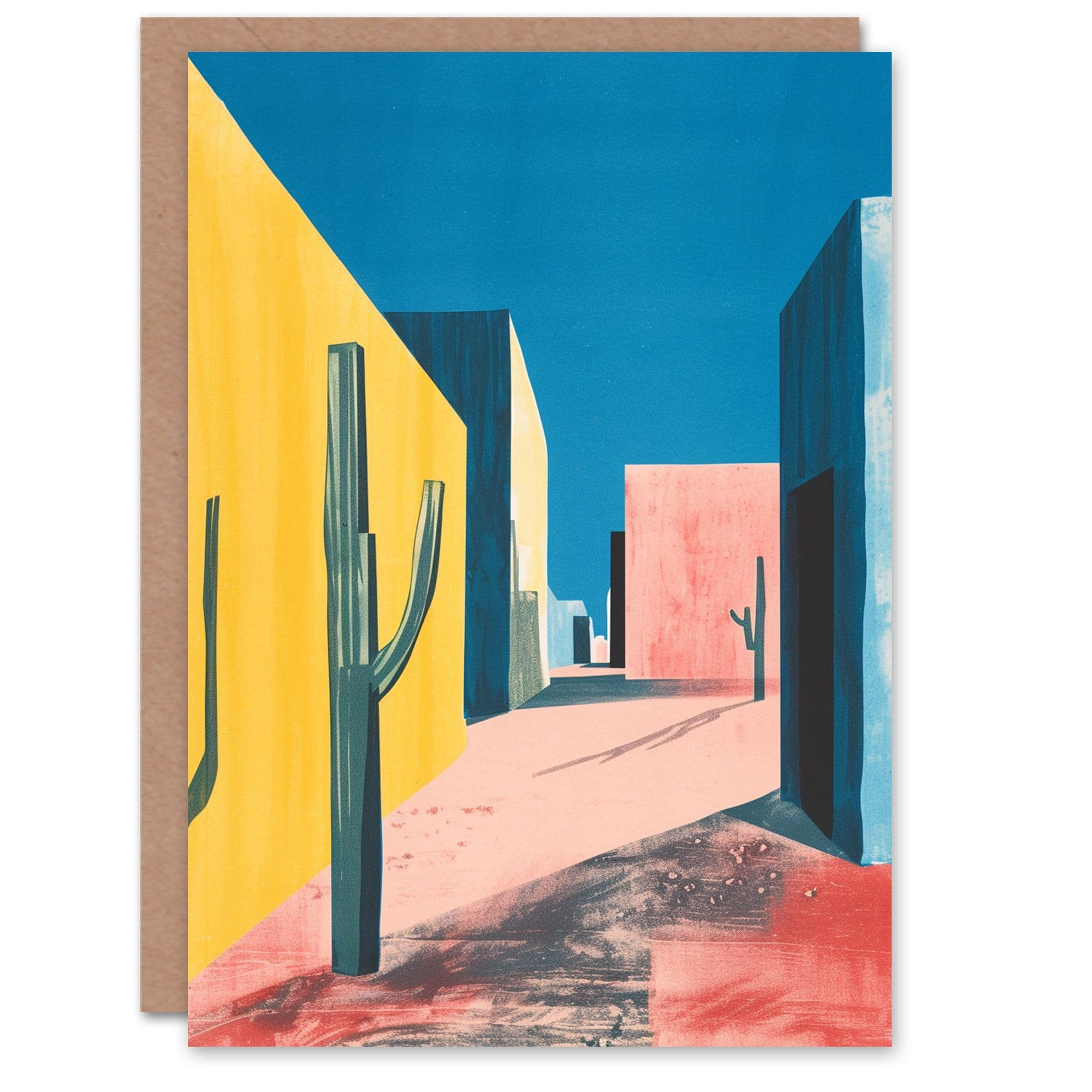 Artery8 Birthday Card Abstract Cactus Sunshine Mexican Colourful For Him Dad Brother Son Papa Grandad Greeting Card