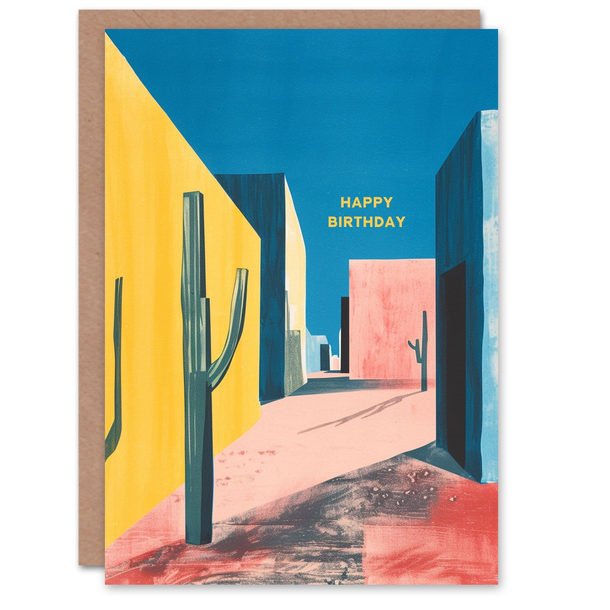 Birthday Card Mexican Cactus Abstract Colourful Summer Him Dad Brother Son Papa Grandad Greeting Card
