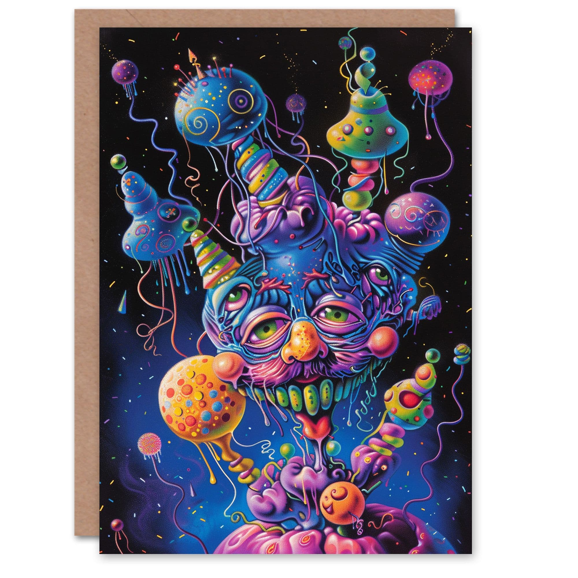 Birthday Card Weird Magic Space Creature Abstract Him Dad Brother Son Papa Grandad Greeting Card