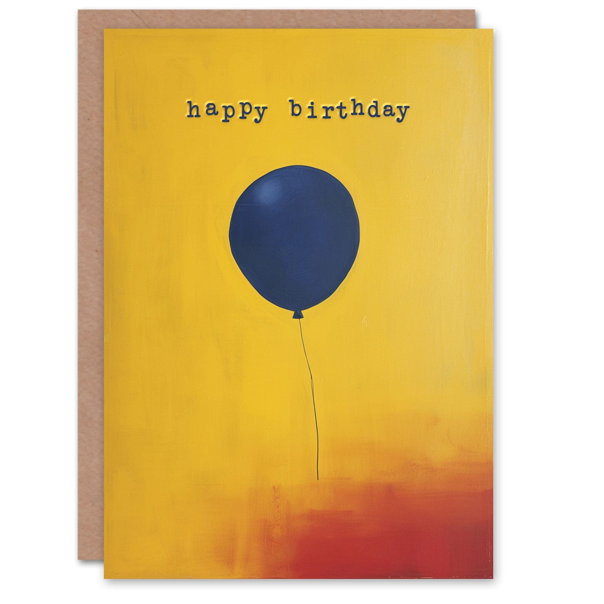 Artery8 Birthday Card Simple Balloon Yellow Blue Painting For Him Dad Brother Son Papa Grandad Greeting Card