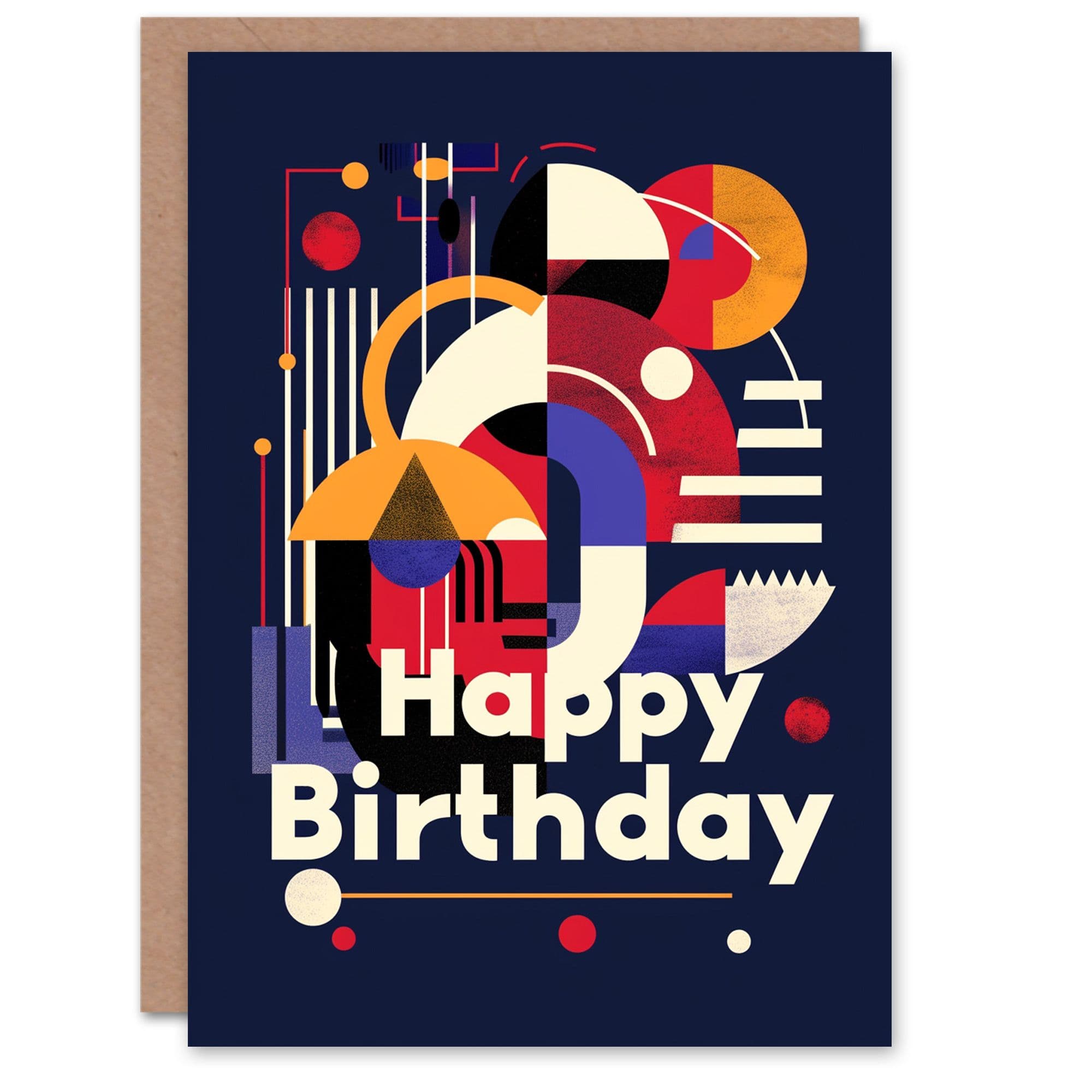 Artery8 Birthday Card Modern Artistic Shapes Blue Bold For Him Dad Brother Son Papa Grandad Greeting Card
