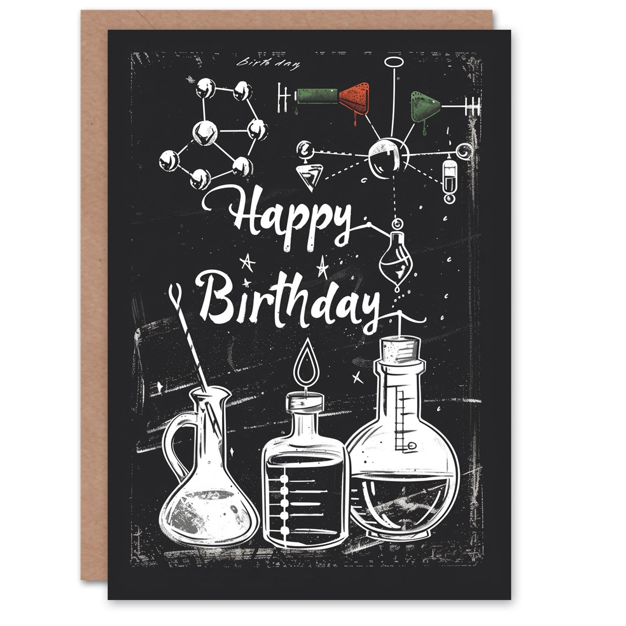 Birthday Card Chemistry Set Scientist Chalkboard Geek Him Dad Brother Son Papa Grandad Greeting Card
