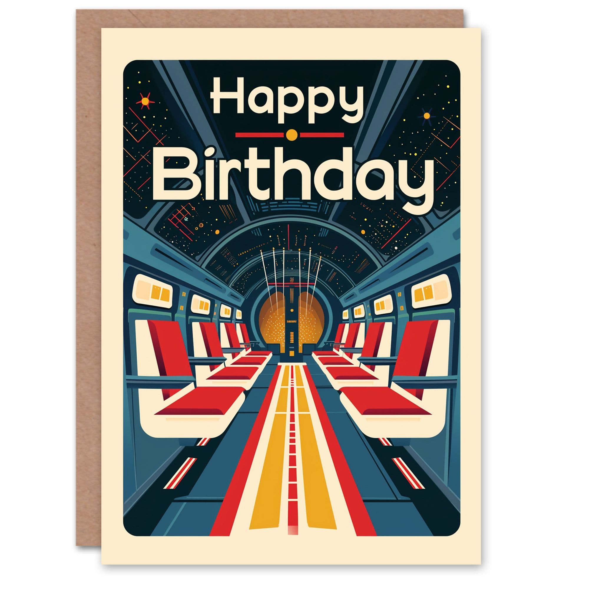 Artery8 Birthday Card Space Ship Future Sci Fi Geek For Him Dad Brother Son Papa Grandad Greeting Card