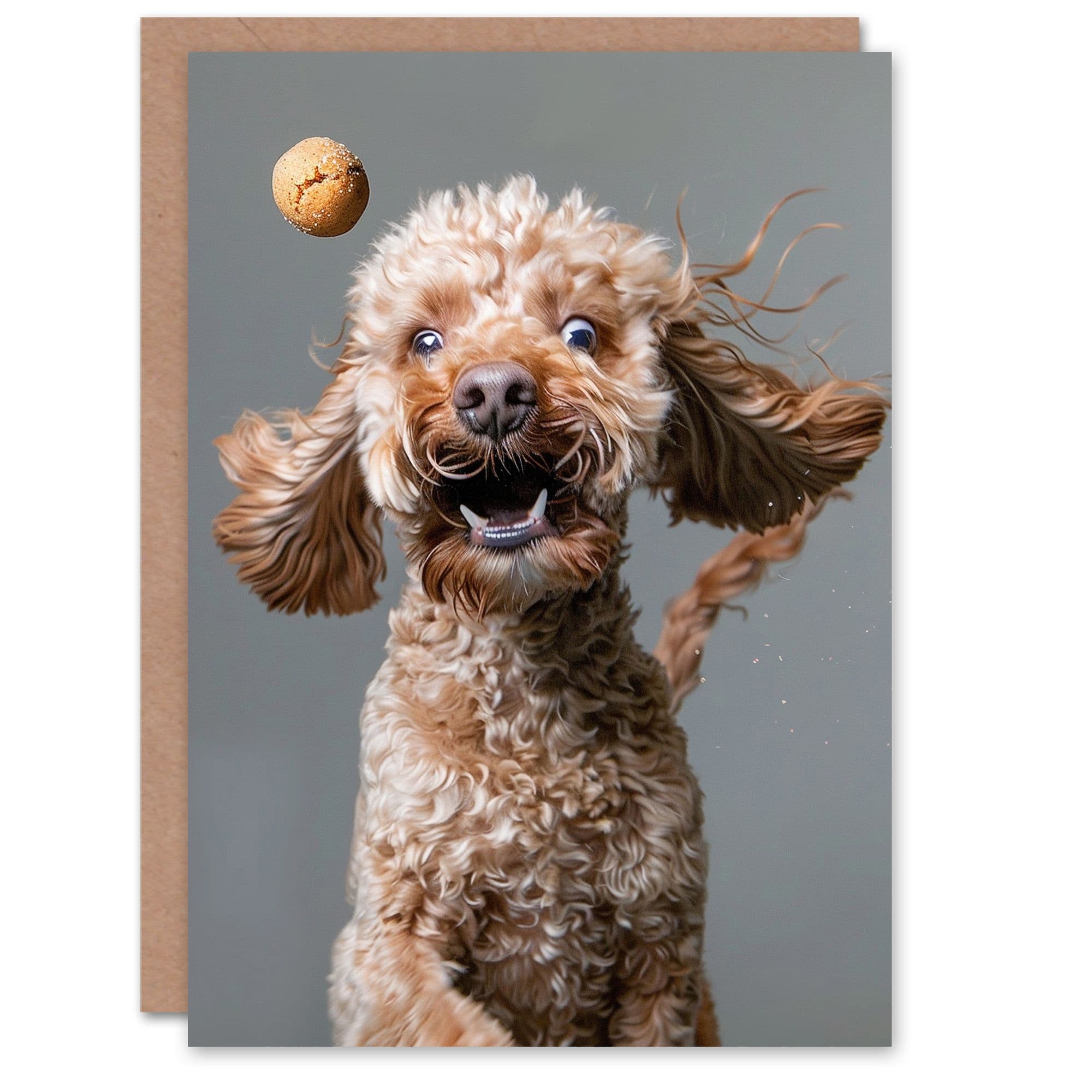 Artery8 Birthday Card Dog Treat Cockapoo Funny Photo Animal Lover Arty Art All Occasion Greeting Card