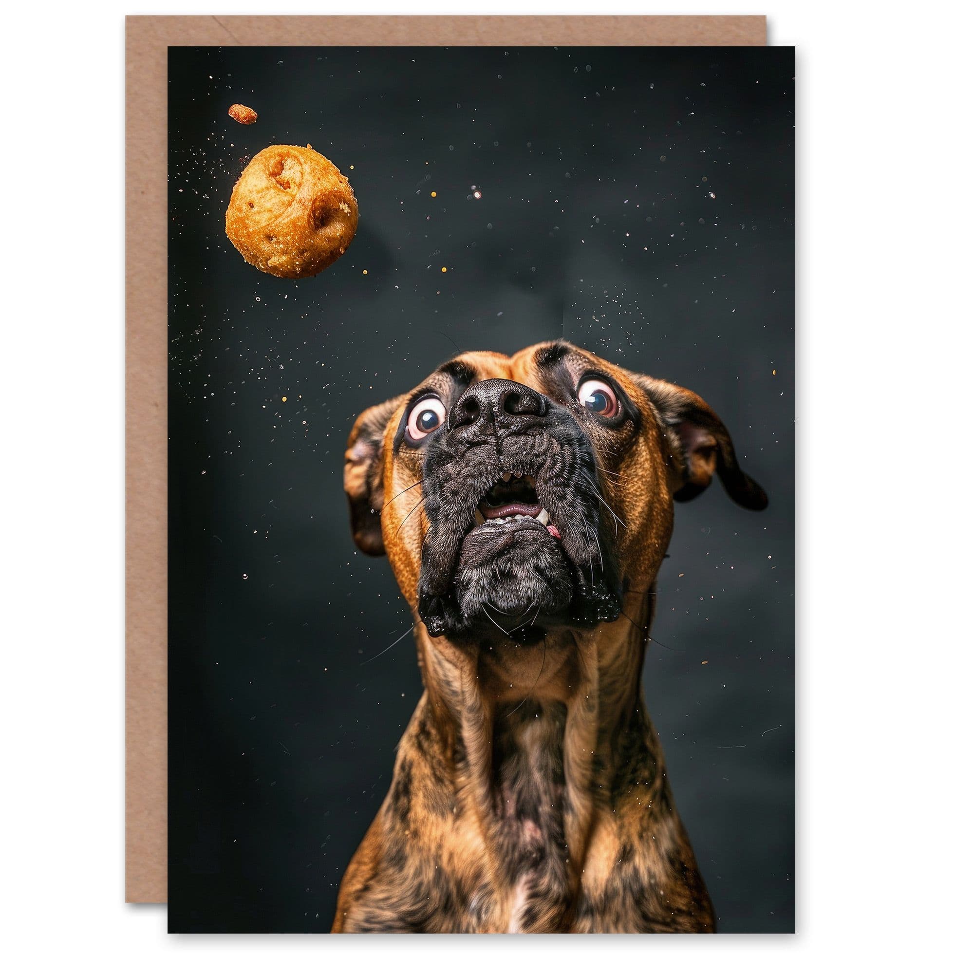 Birthday Card Dog Treat Funny Photo Animal Lover Arty Art All Occasion Greeting Card