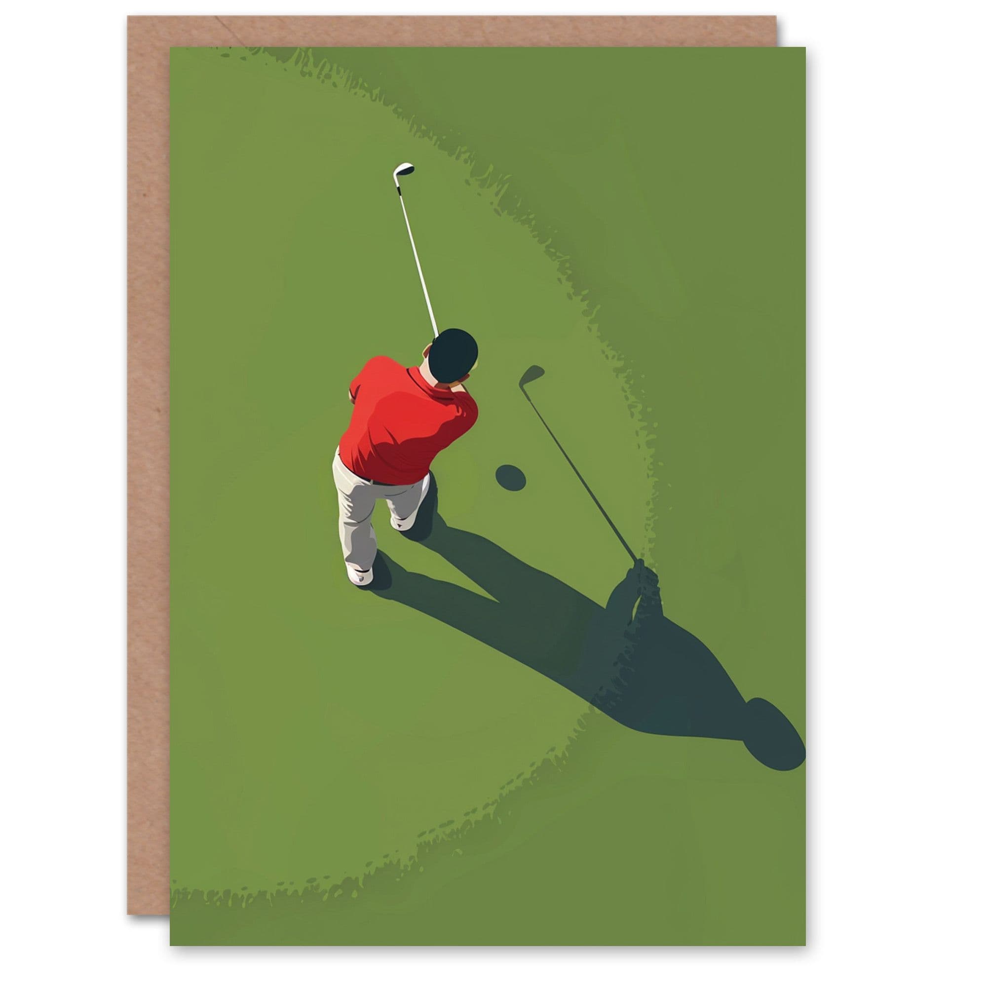 Birthday Card Golfer Golf Hole One Golfing Aerial View Design Him Dad Brother Son Papa Grandad Greeting Card