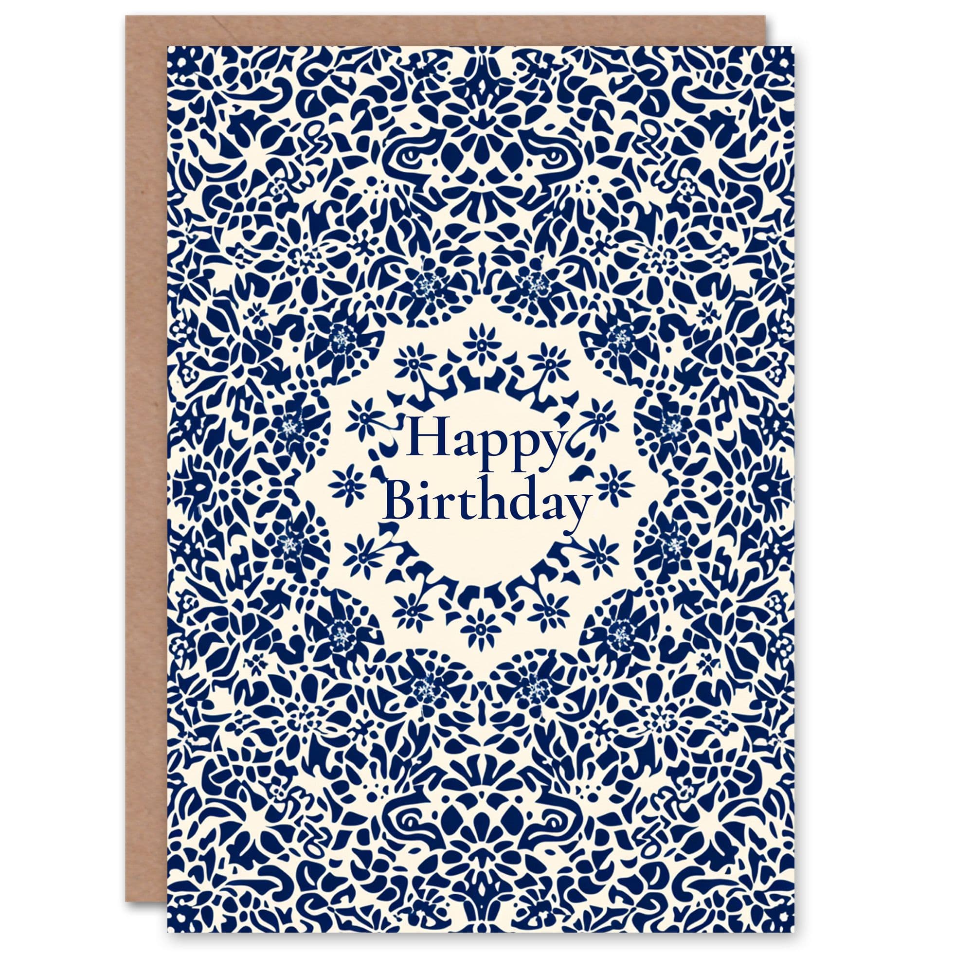 Birthday Card Floral Pattern Design Classic Arabesque Him Dad Brother Son Papa Grandad Greeting Card