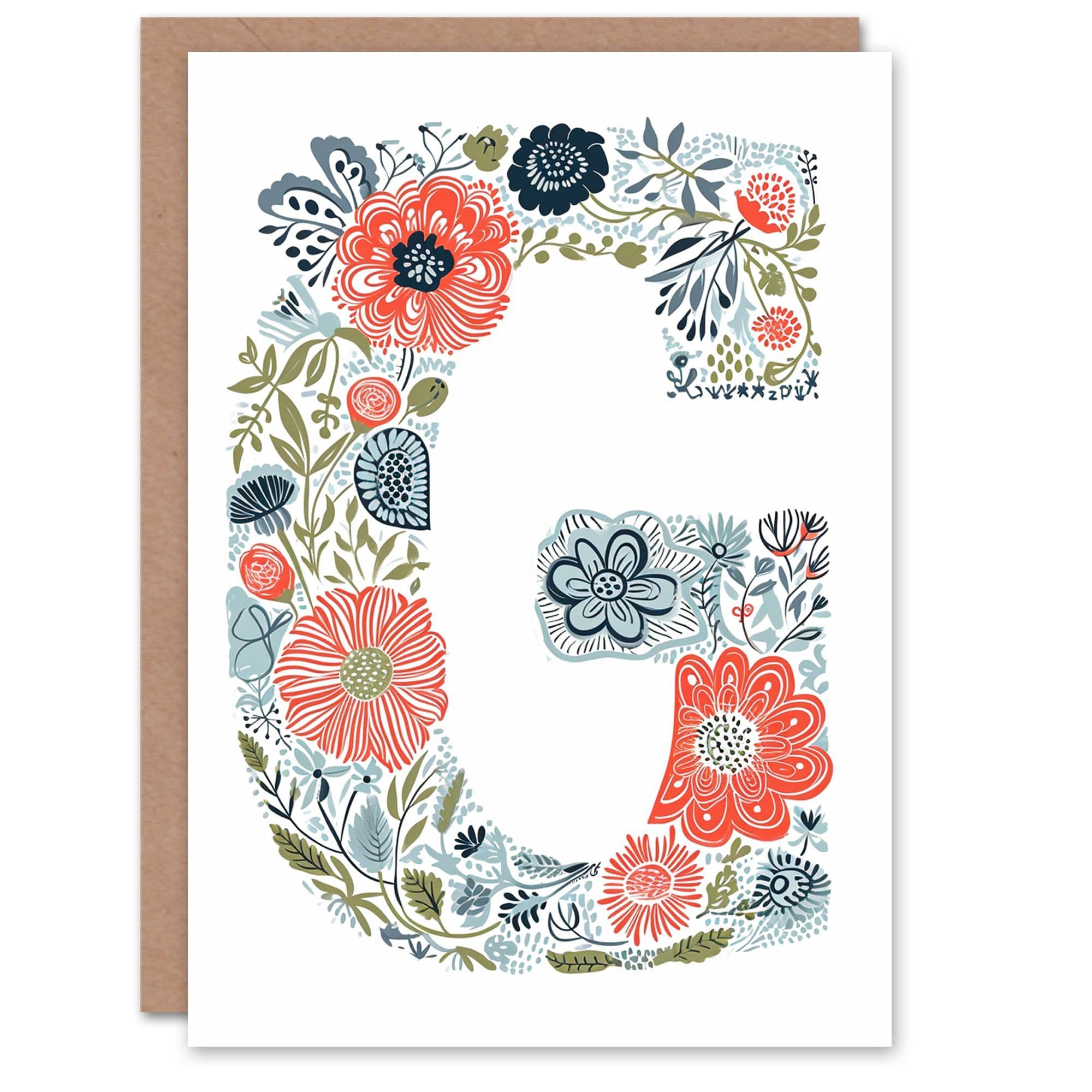 Greeting Card Letter G Wildflowers Drawing Flowers Bouquet Nature Floral Alphabet Florist Her Birthday Mum Wife Woman Friend