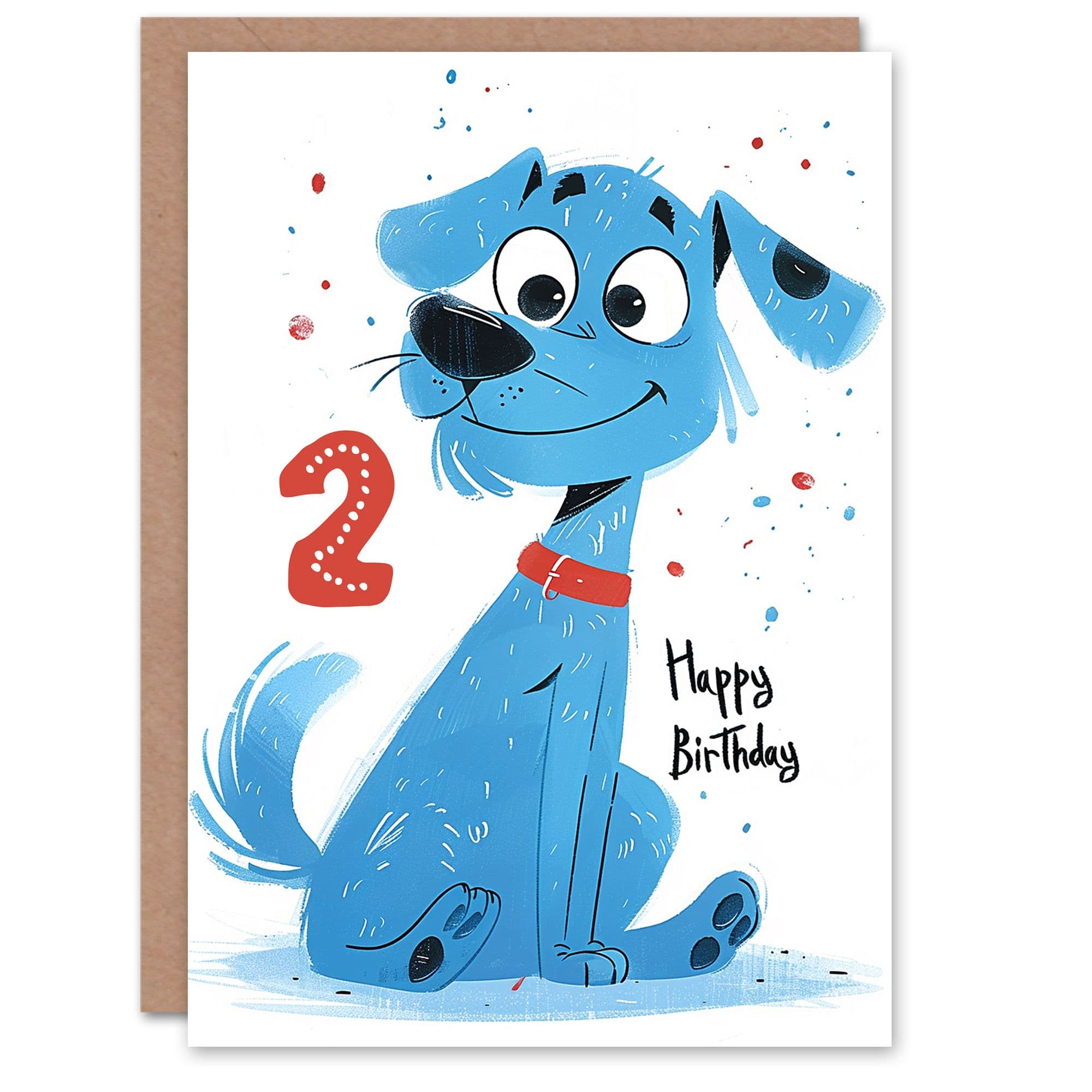 Birthday Card Dog Lover Puppy Cartoon Cute 2nd Old Son Daughter Greeting Card