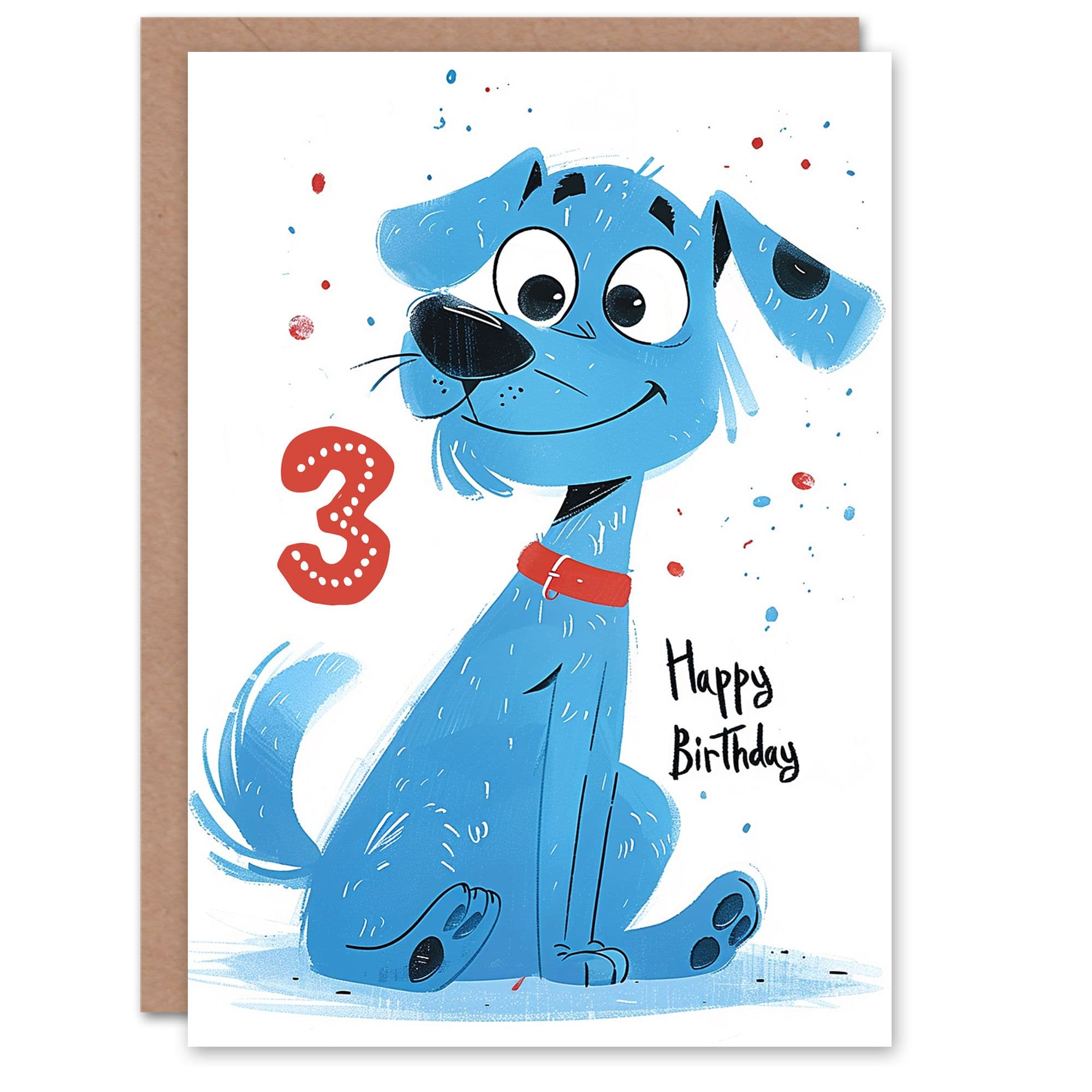 Birthday Card Dog Lover Puppy Cartoon Cute 3rd Old Son Daughter Greeting Card