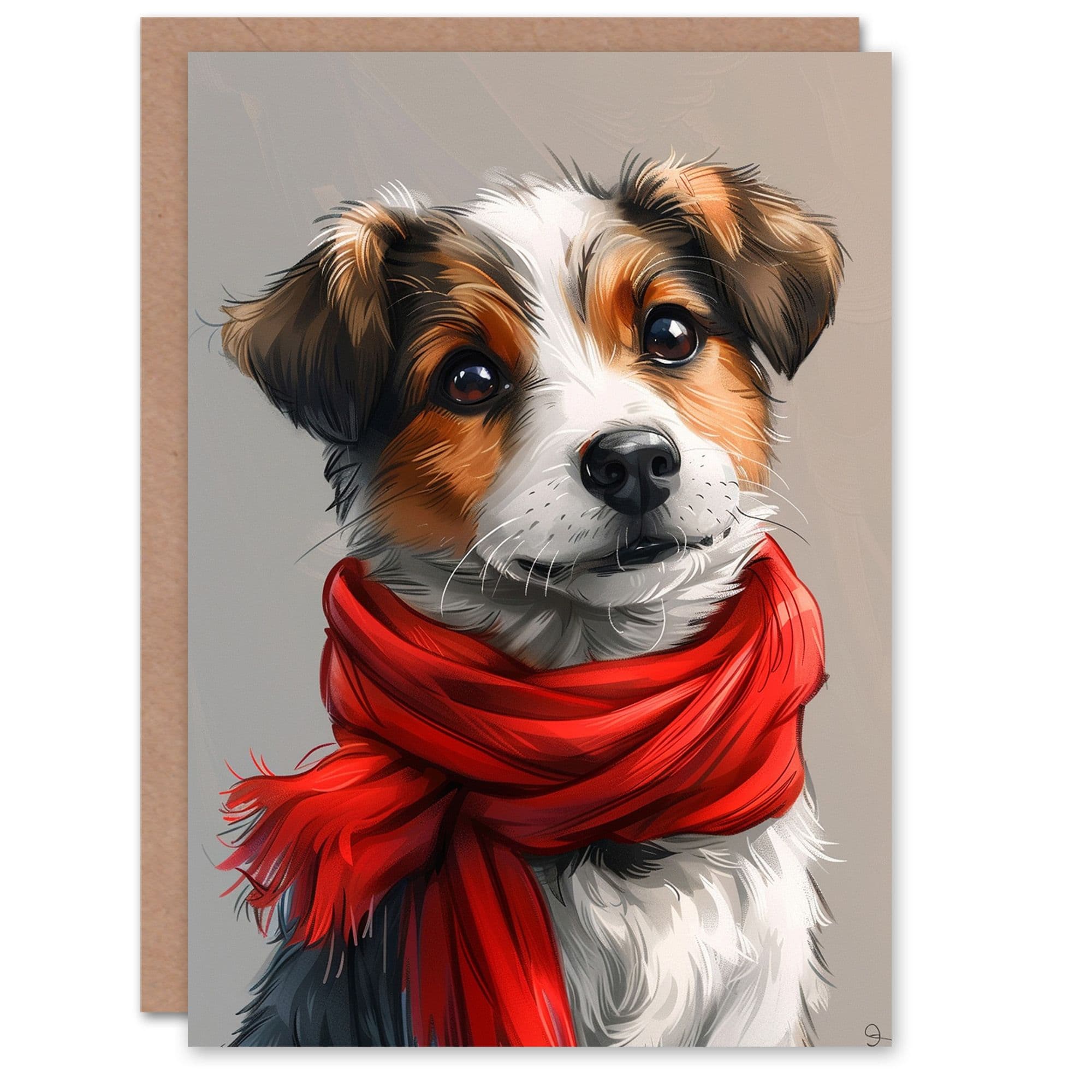 Birthday Card Cute Puppy Dog Lover Scarf Pet Son Daughter Greeting Card