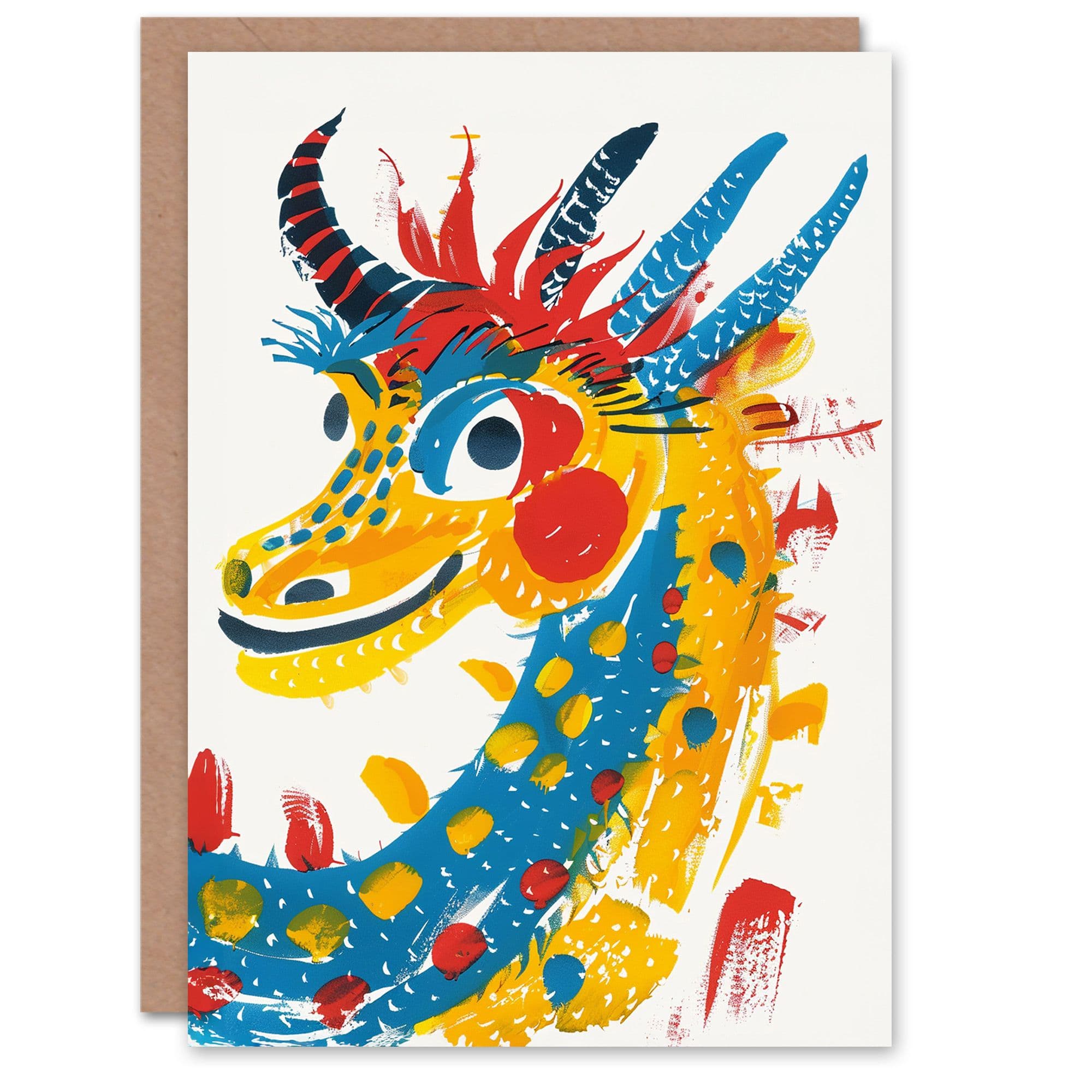 Birthday Card Chinese Dragon Simple Painting Bright Son Daughter Greeting Card