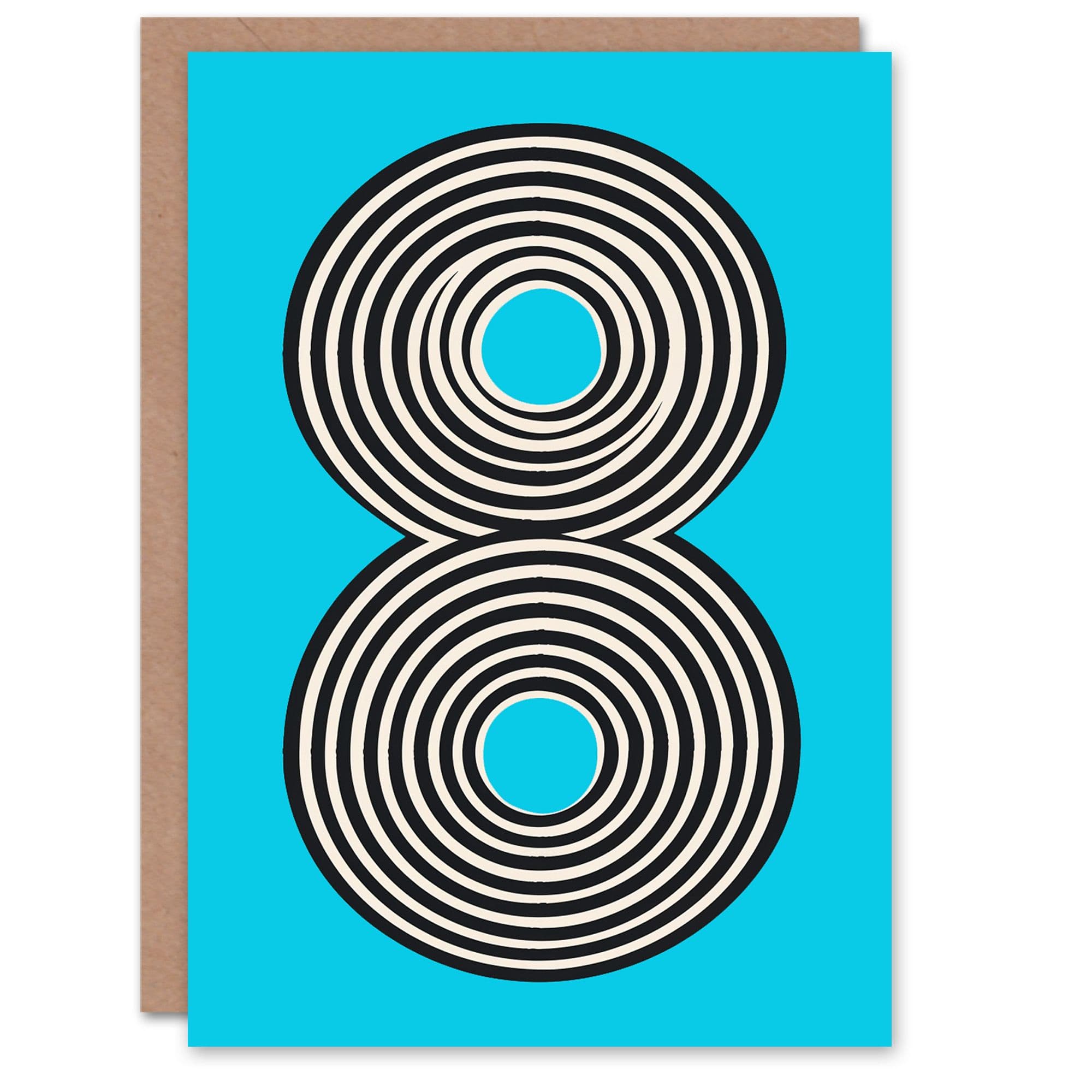 Artery8 8th Birthday Card Number Circles Blue Eight Design 8 Year Old For Child Kids Son Daughter Greeting Card