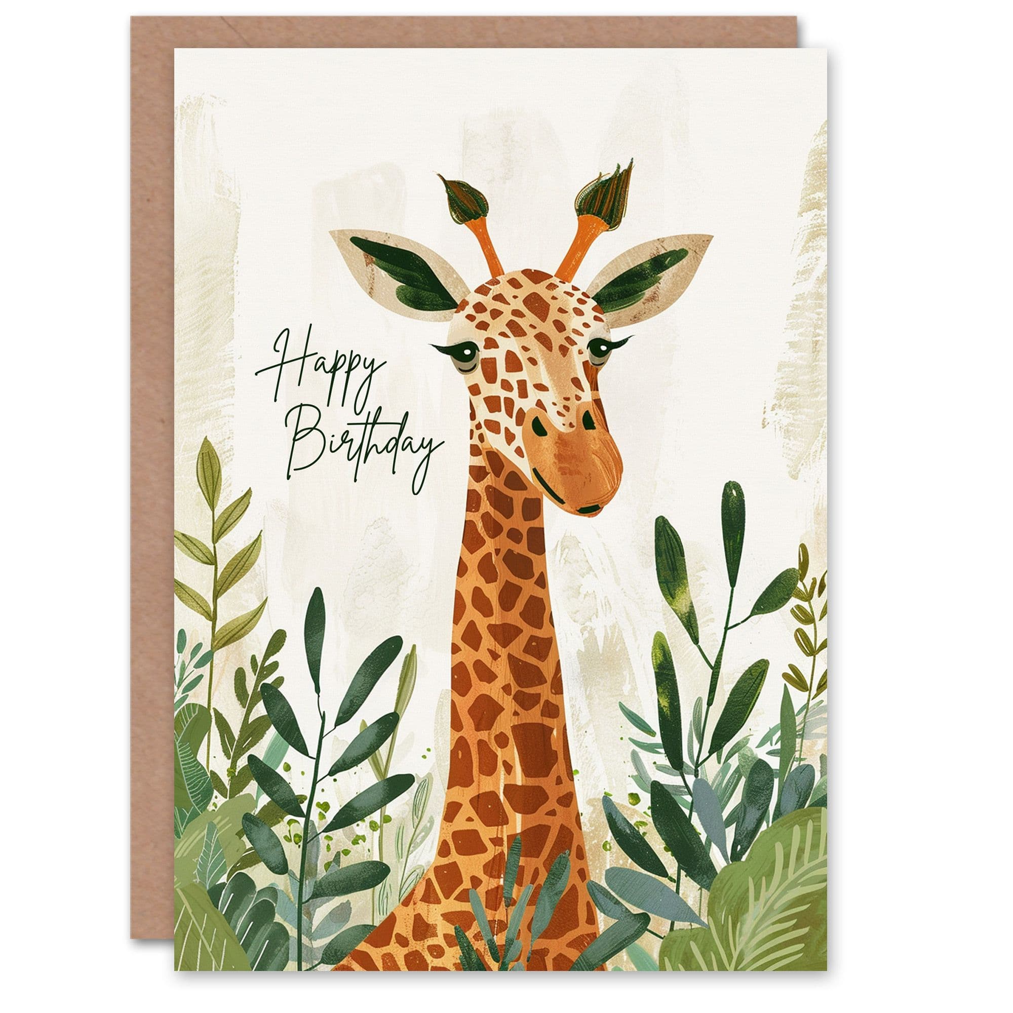 Birthday Card Giraffe Head Safari Jungle Design Son Daughter Greeting Card