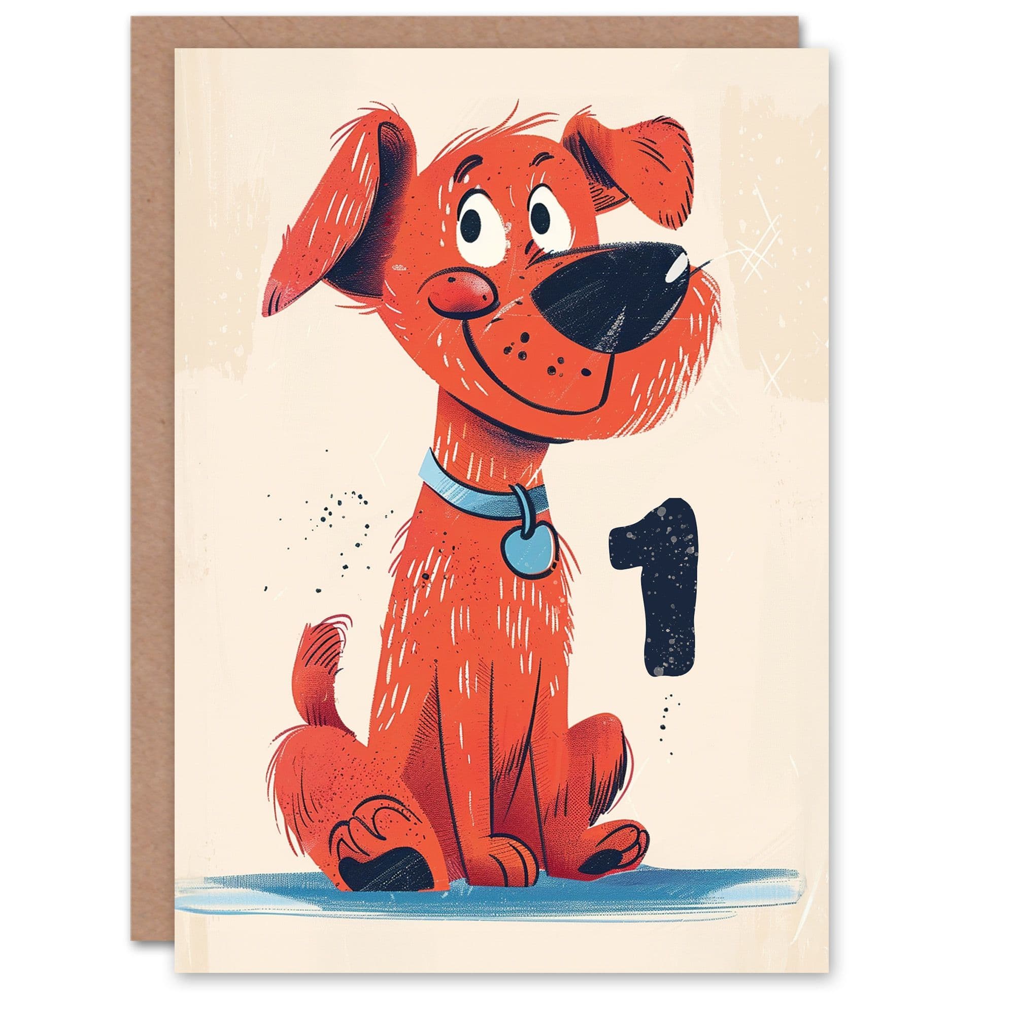 Birthday Card Dog Lover Pet Puppy Cute Cartoon 1st First One Year Old Son Daughter Greeting Card