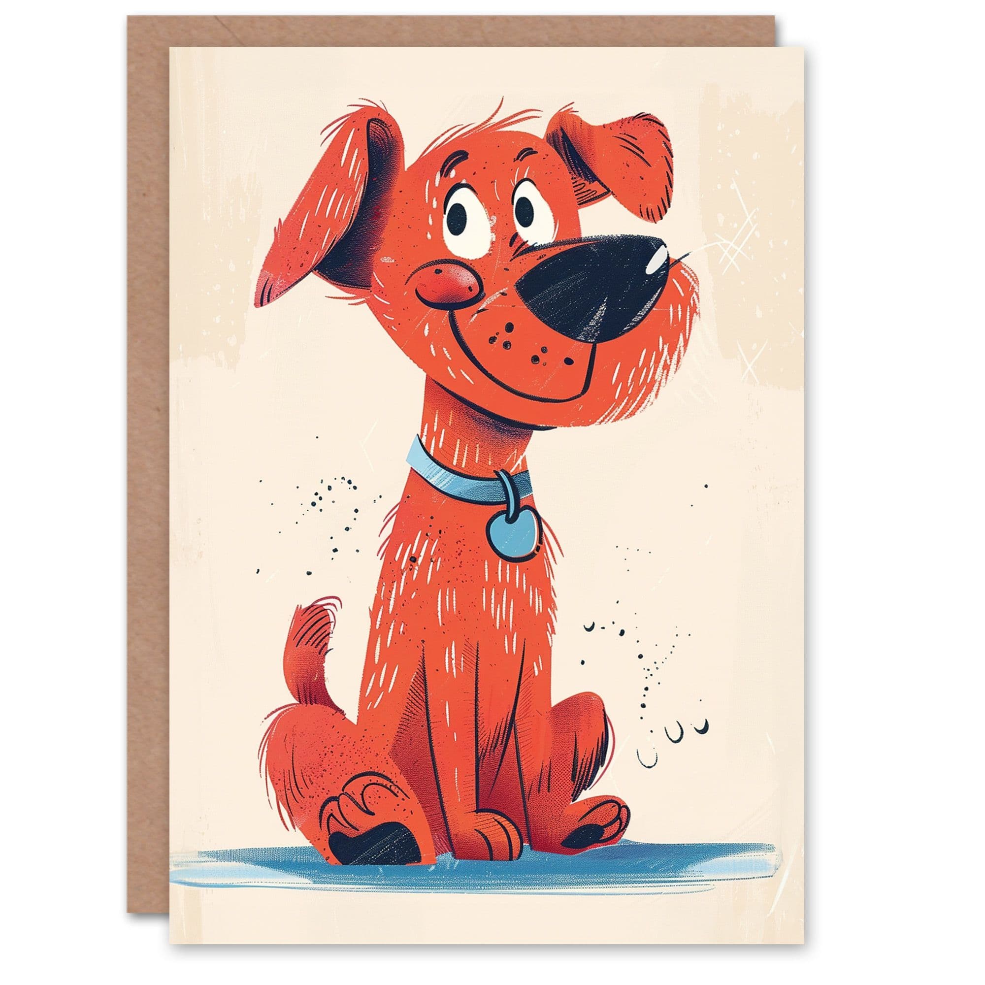 Artery8 Birthday Card Red Dog Lover Pet Puppy Cute Cartoon For Child Kids Son Daughter Greeting Card
